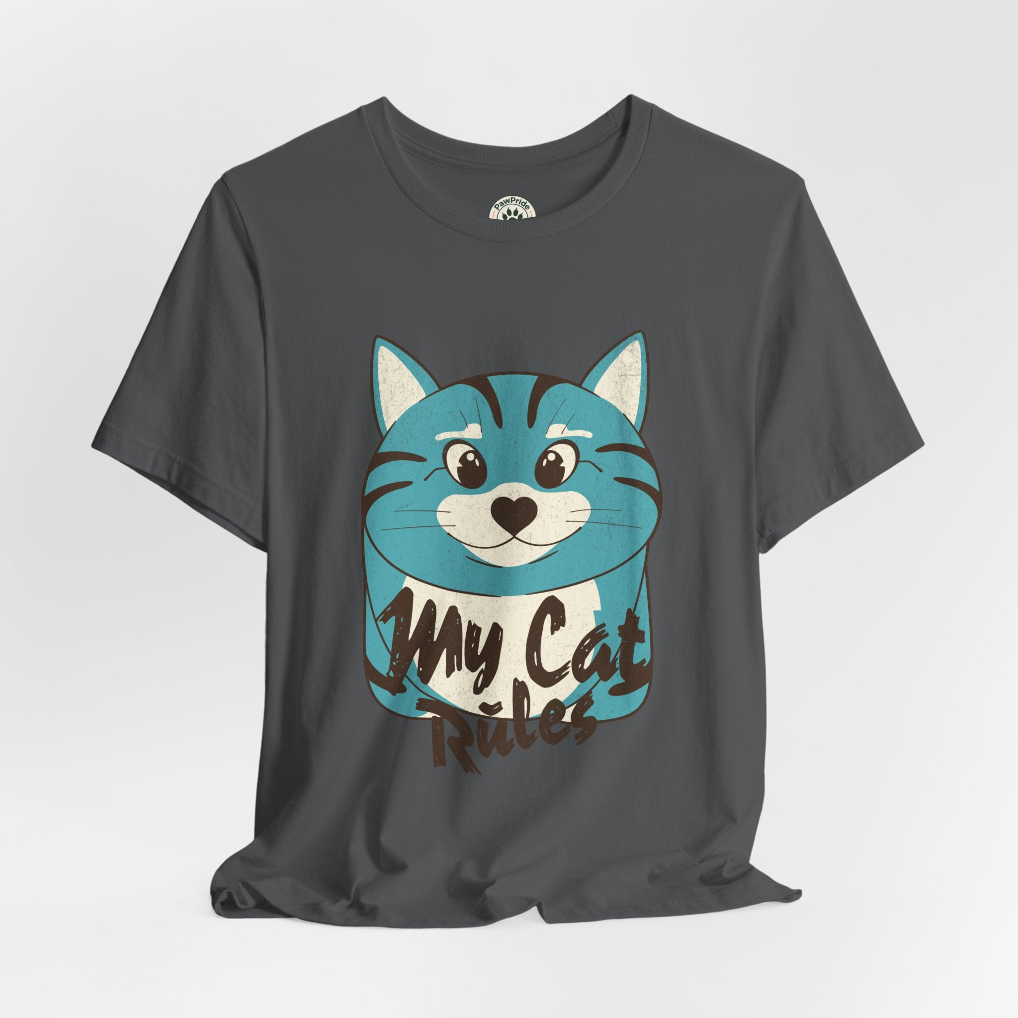 My Cat Rules T-Shirt — Cute Blue Cat Graphic Tee for Cat Lovers