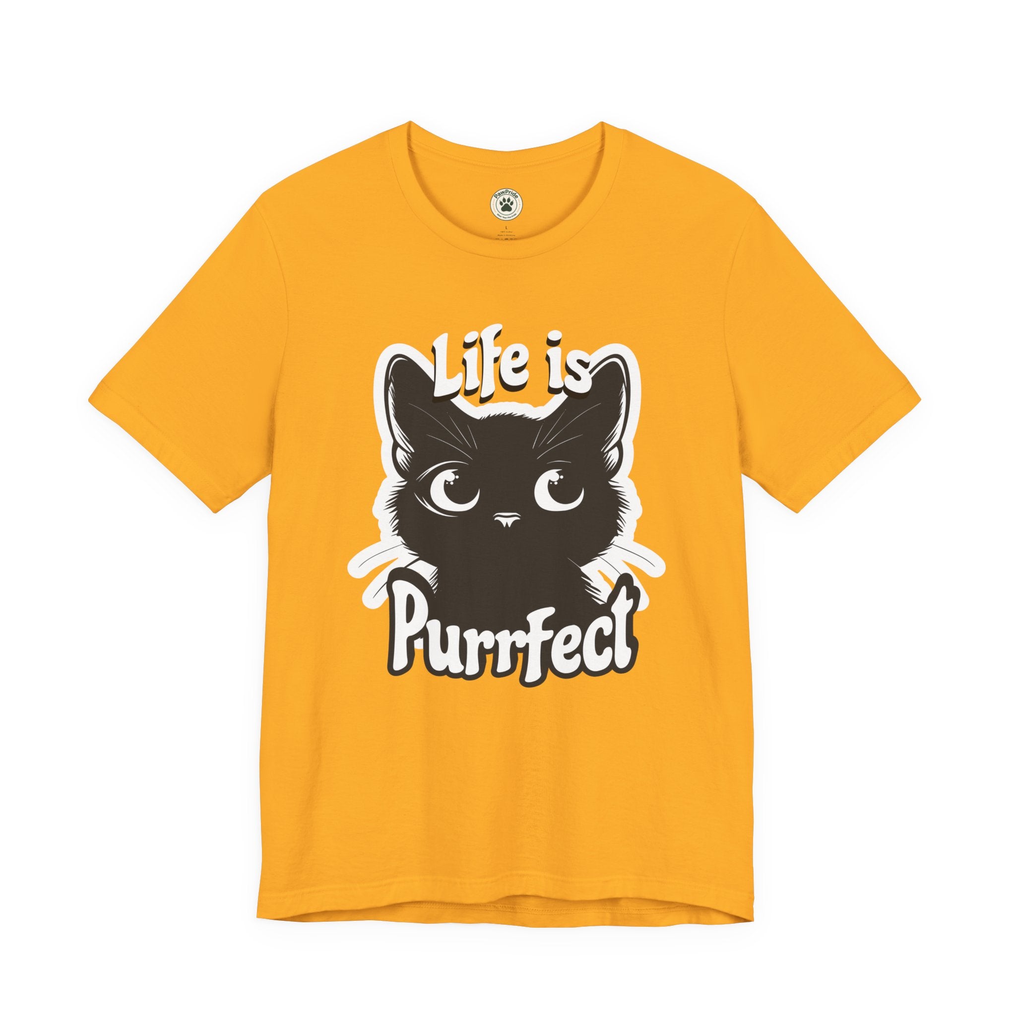 Life Is Purrfect Cat T-Shirt — Cute Black Kitten Graphic Tee for Cat Lovers