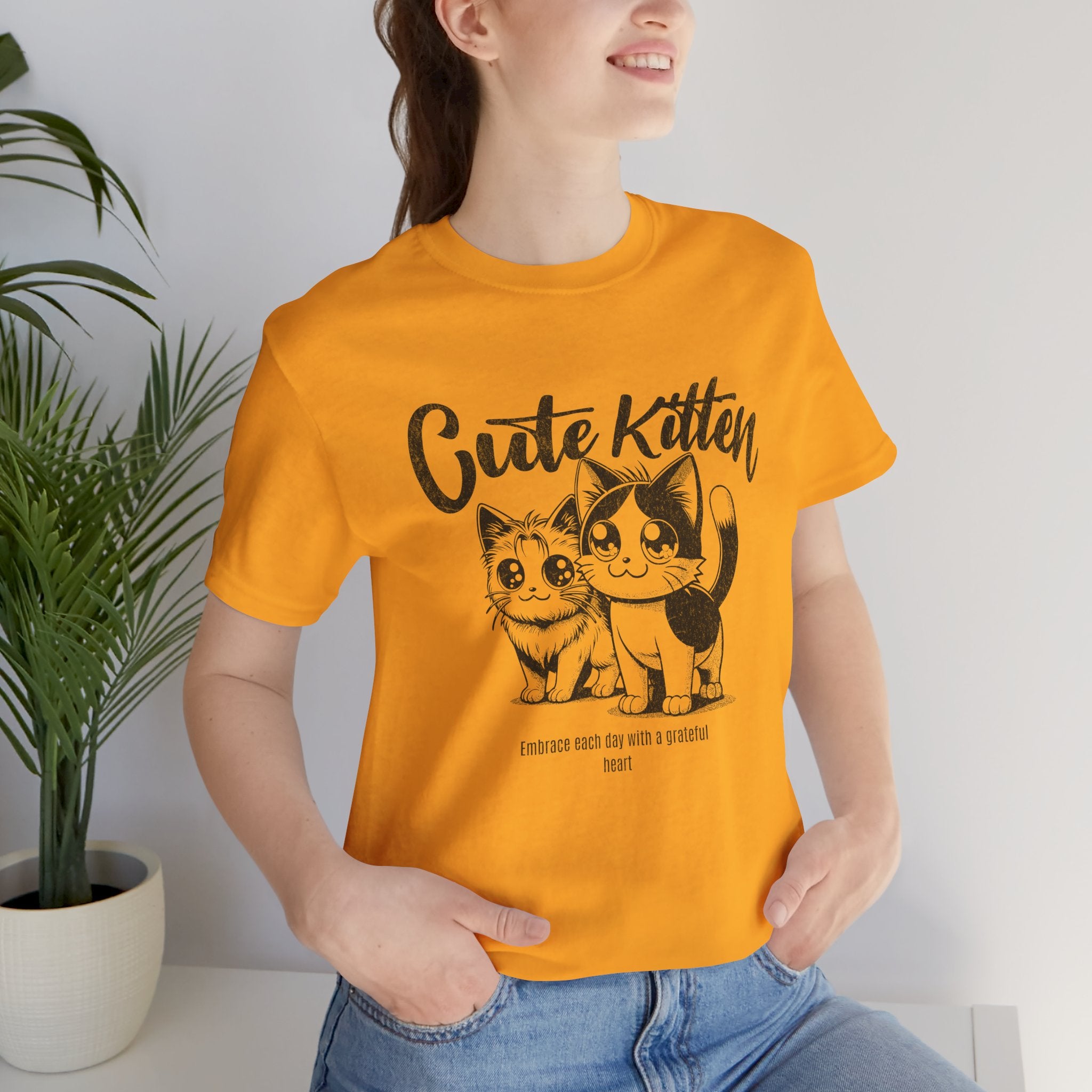 Cute Kitten T-Shirt — Vintage Black & White Cat Graphic Tee
