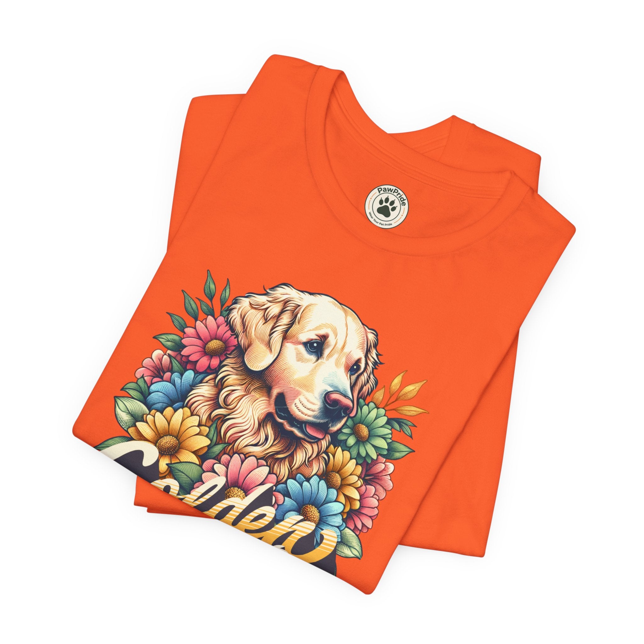 Golden Heart T-Shirt — Retro Floral Golden Retriever Tee