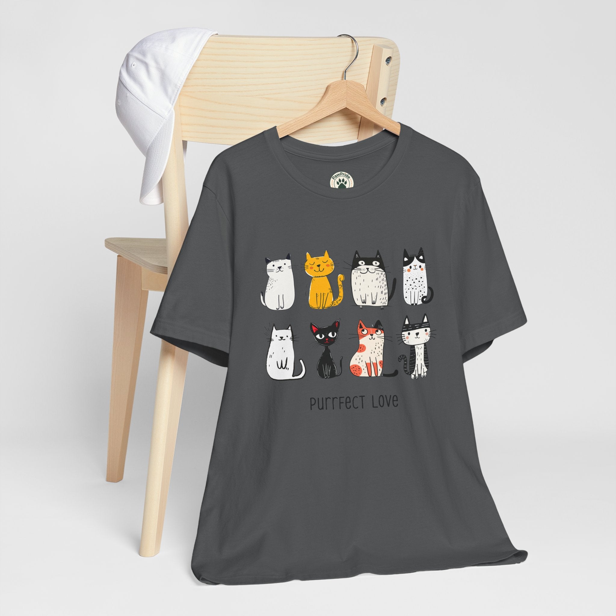 Purrfect Love Cat T-Shirt — Cute Cartoon Cats Tee for Cat Lovers