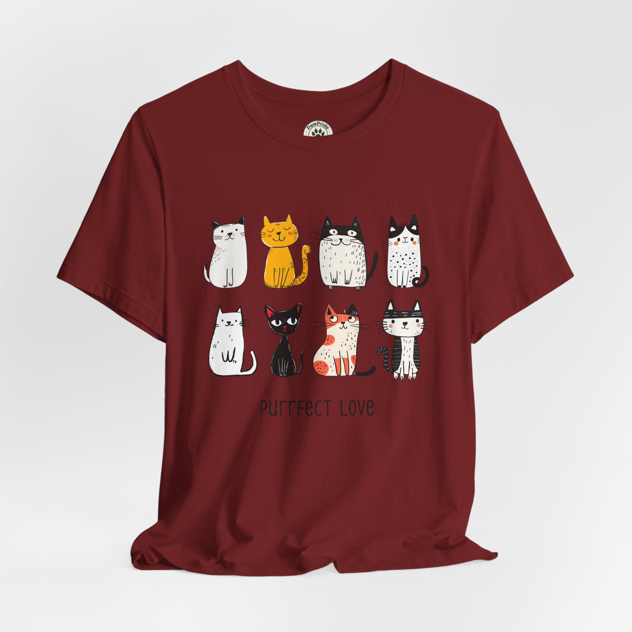 Purrfect Love Cat T-Shirt — Cute Cartoon Cats Tee for Cat Lovers