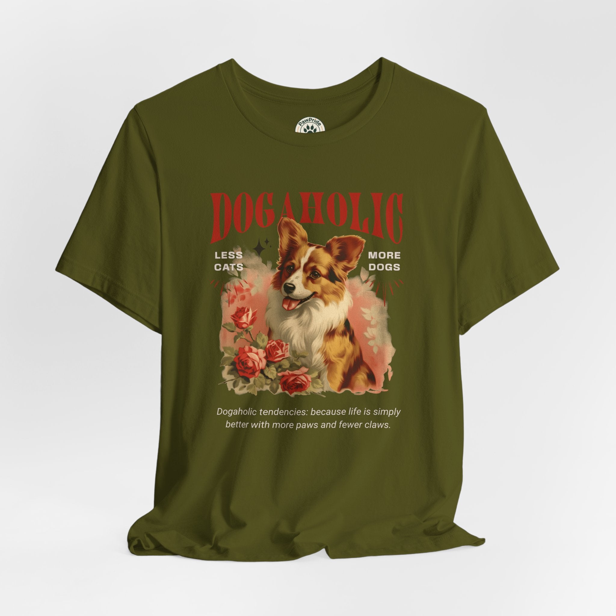 Dogaholic Graphic Tee — Vintage Floral Dog Lover T-Shirt