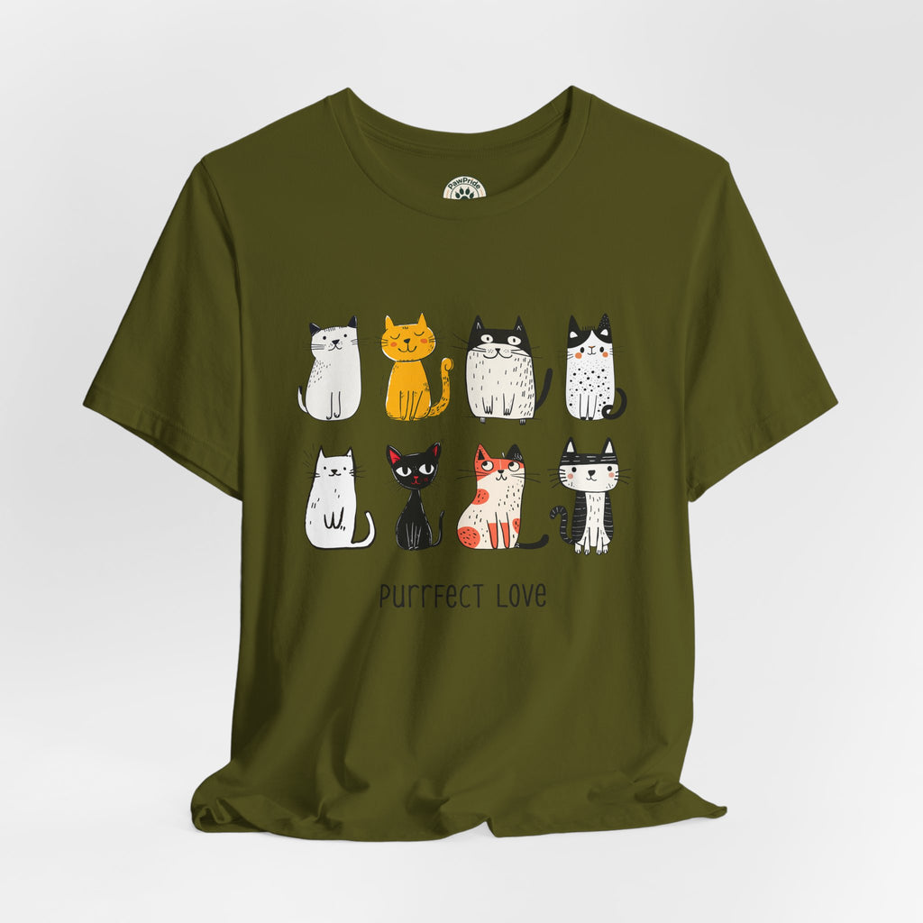 Purrfect Love Cat T-Shirt — Cute Cartoon Cats Tee for Cat Lovers