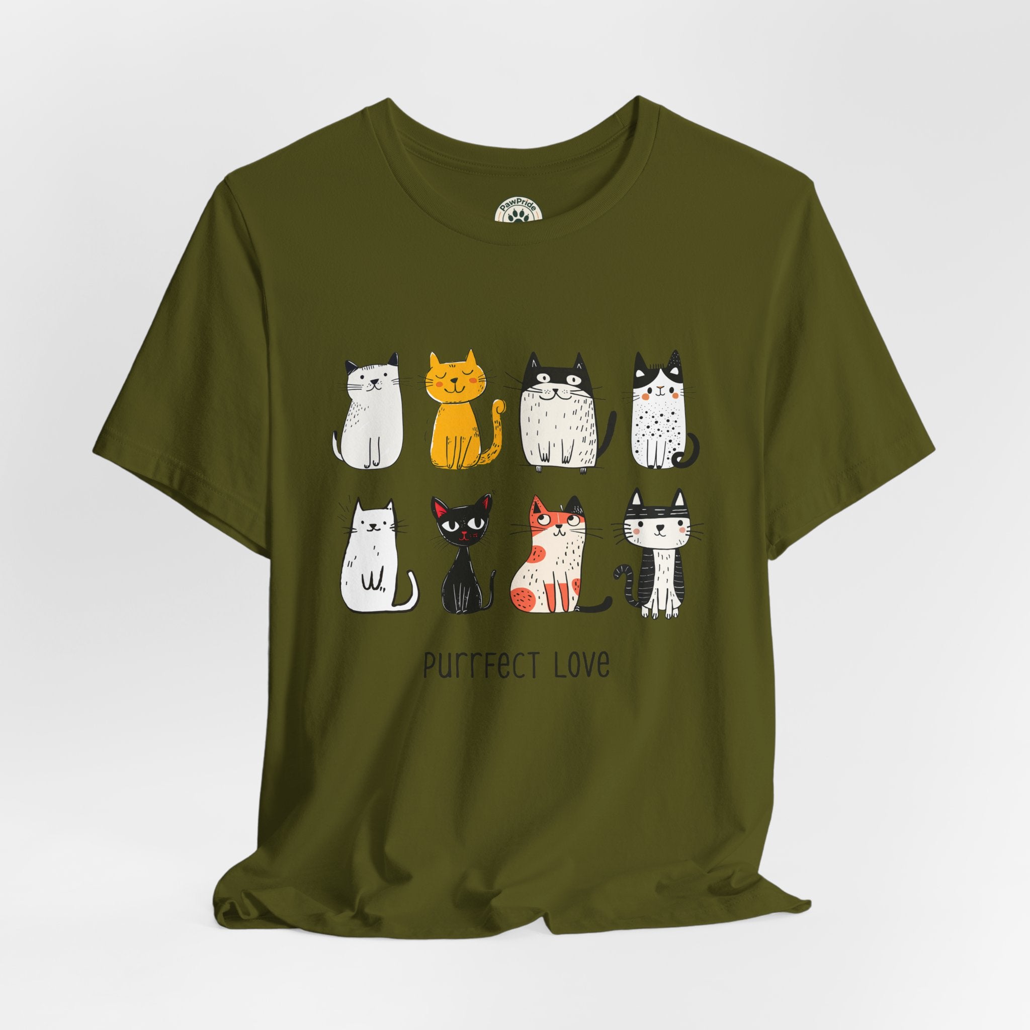 Purrfect Love Cat T-Shirt — Cute Cartoon Cats Tee for Cat Lovers