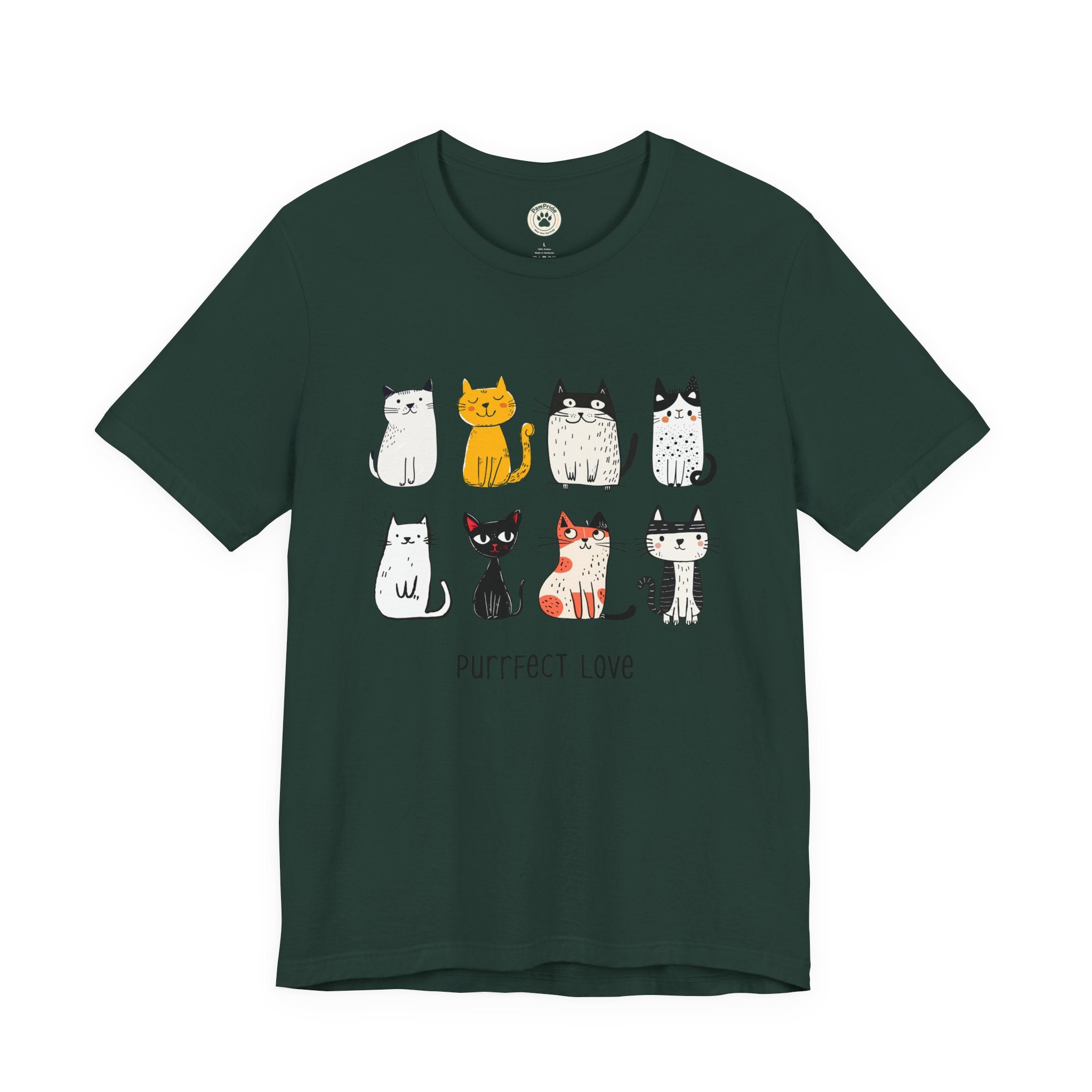 Purrfect Love Cat T-Shirt — Cute Cartoon Cats Tee for Cat Lovers