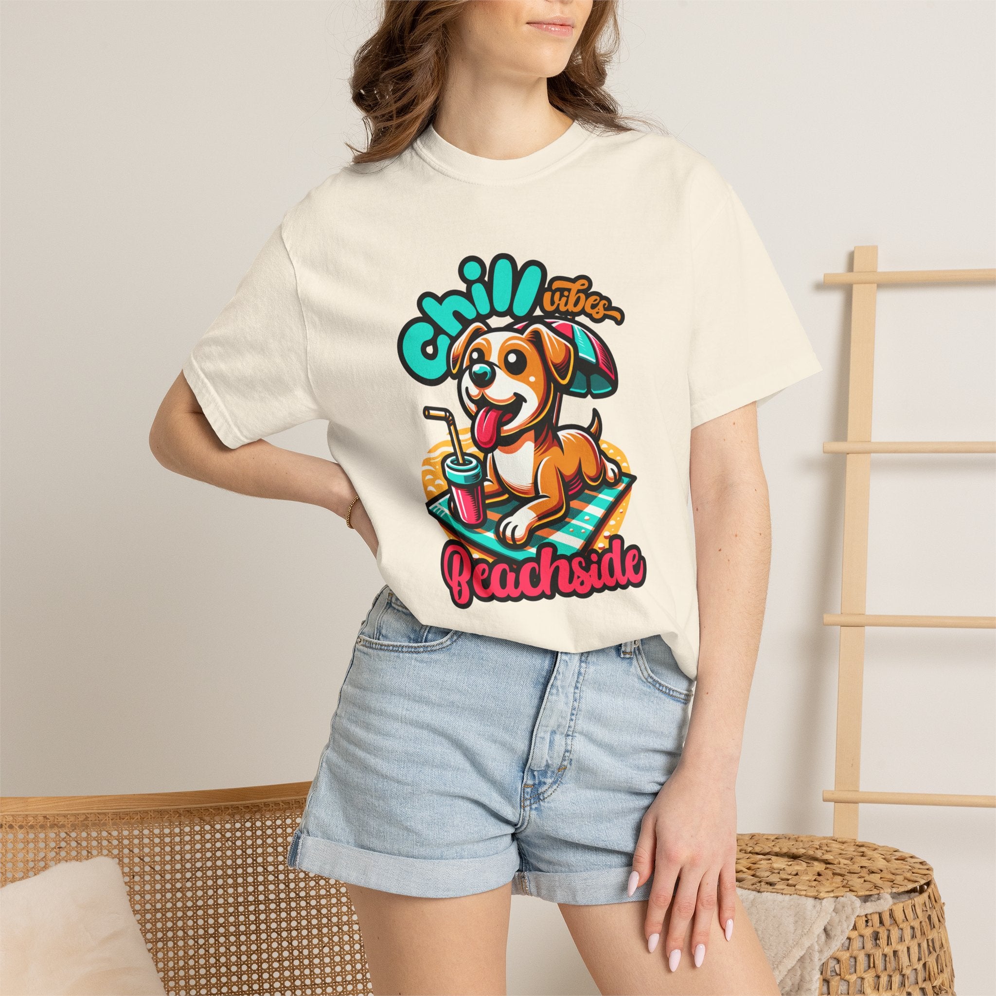 Beachside Chill Dog T-Shirt — Retro Summer Graphic Tee