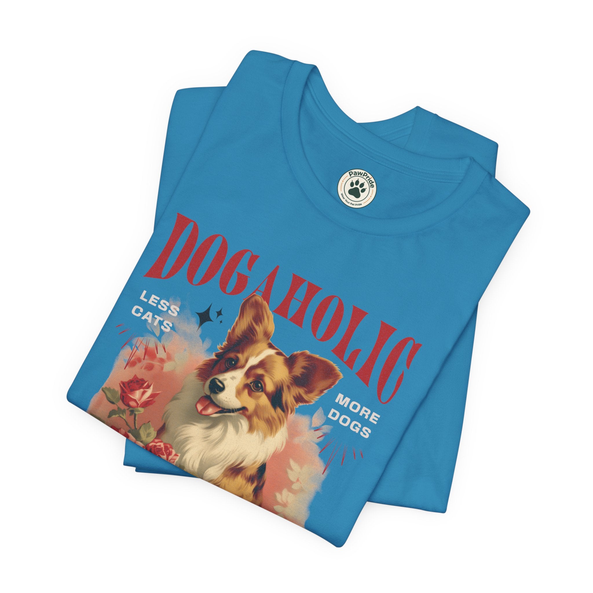 Dogaholic Graphic Tee — Vintage Floral Dog Lover T-Shirt