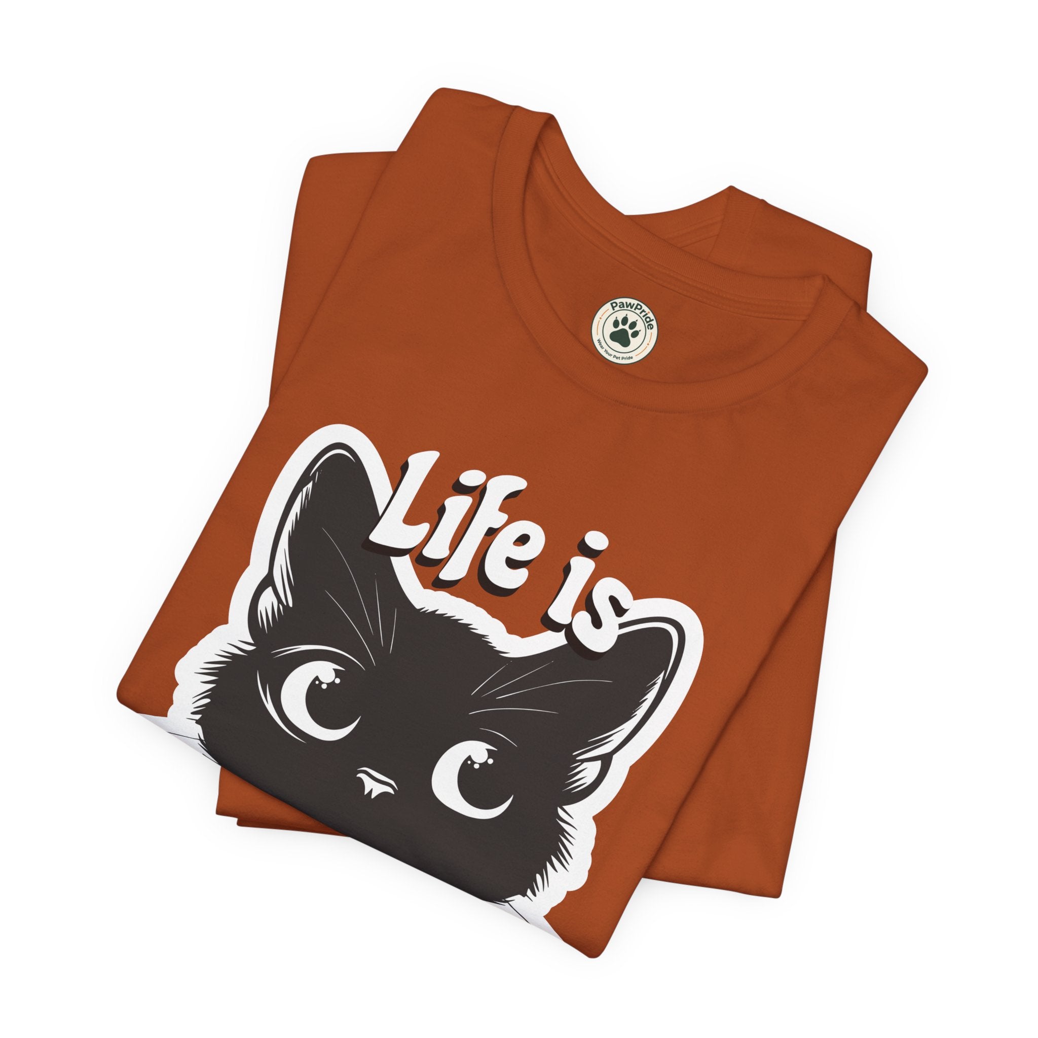 Life Is Purrfect Cat T-Shirt — Cute Black Kitten Graphic Tee for Cat Lovers