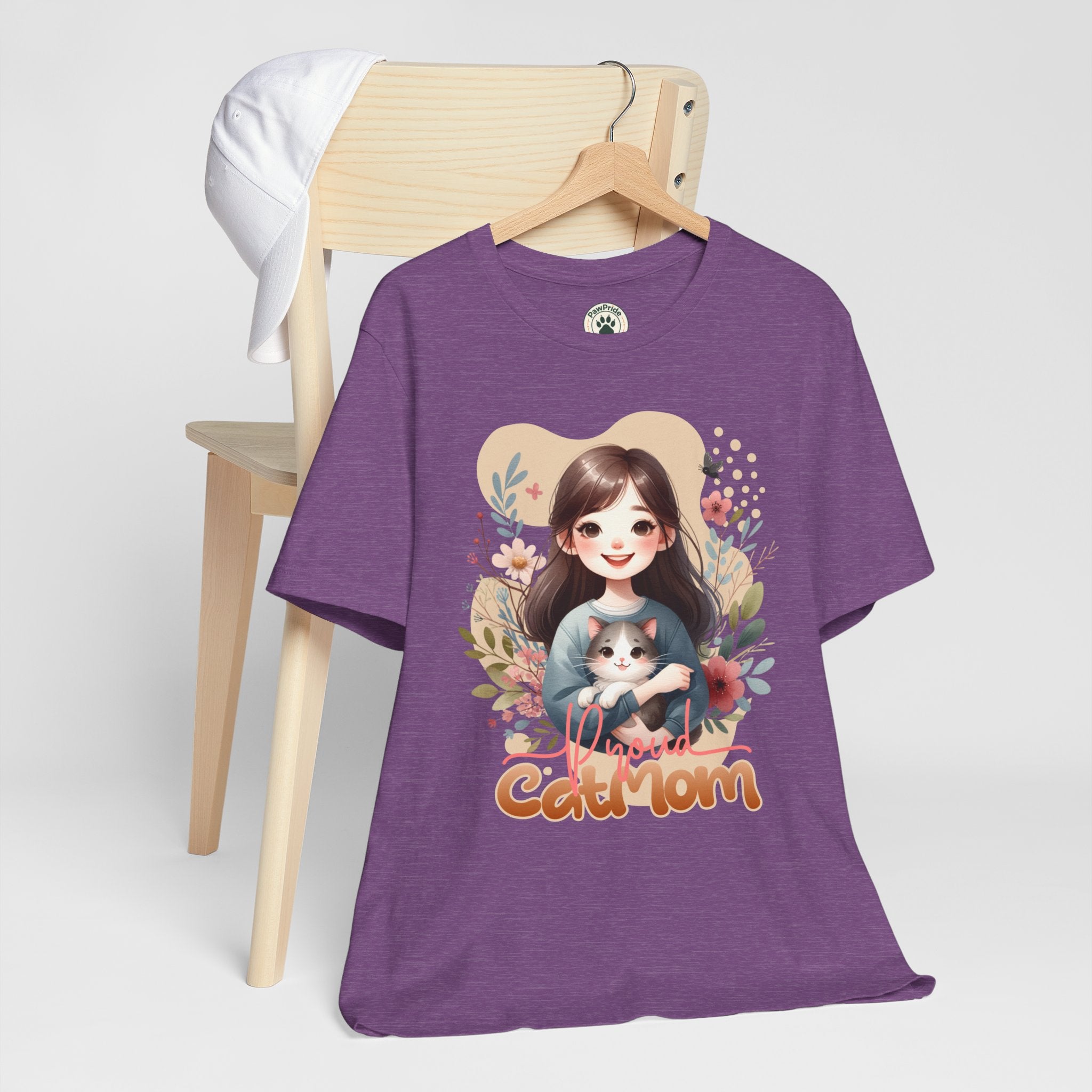 Cat Mom T-Shirt — Cute Floral Illustration Tee for Women Cat Lovers