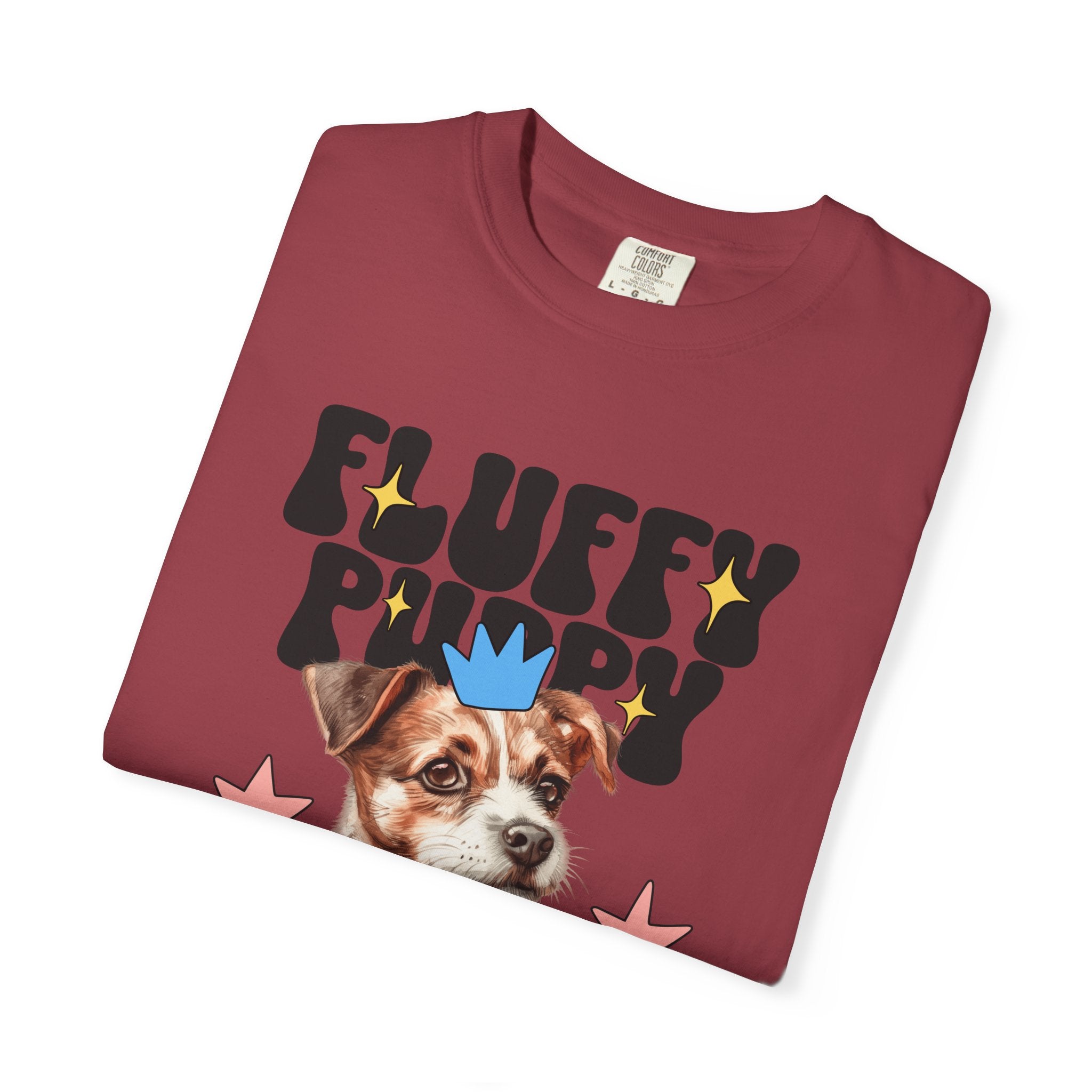 Fluffy Puppy Graphic T-Shirt — Cute Dog Portrait Tee