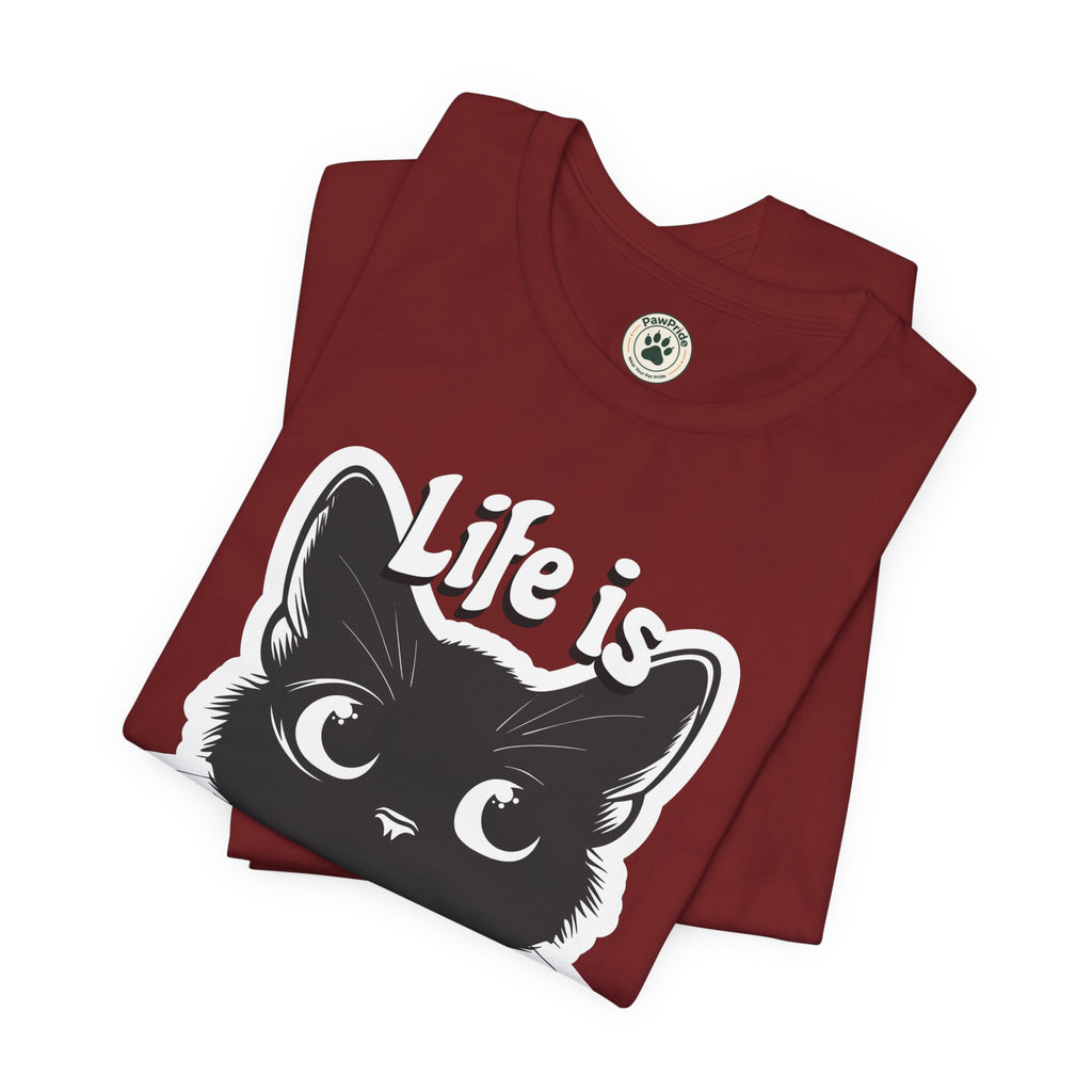 Life Is Purrfect Cat T-Shirt — Cute Black Kitten Graphic Tee for Cat Lovers