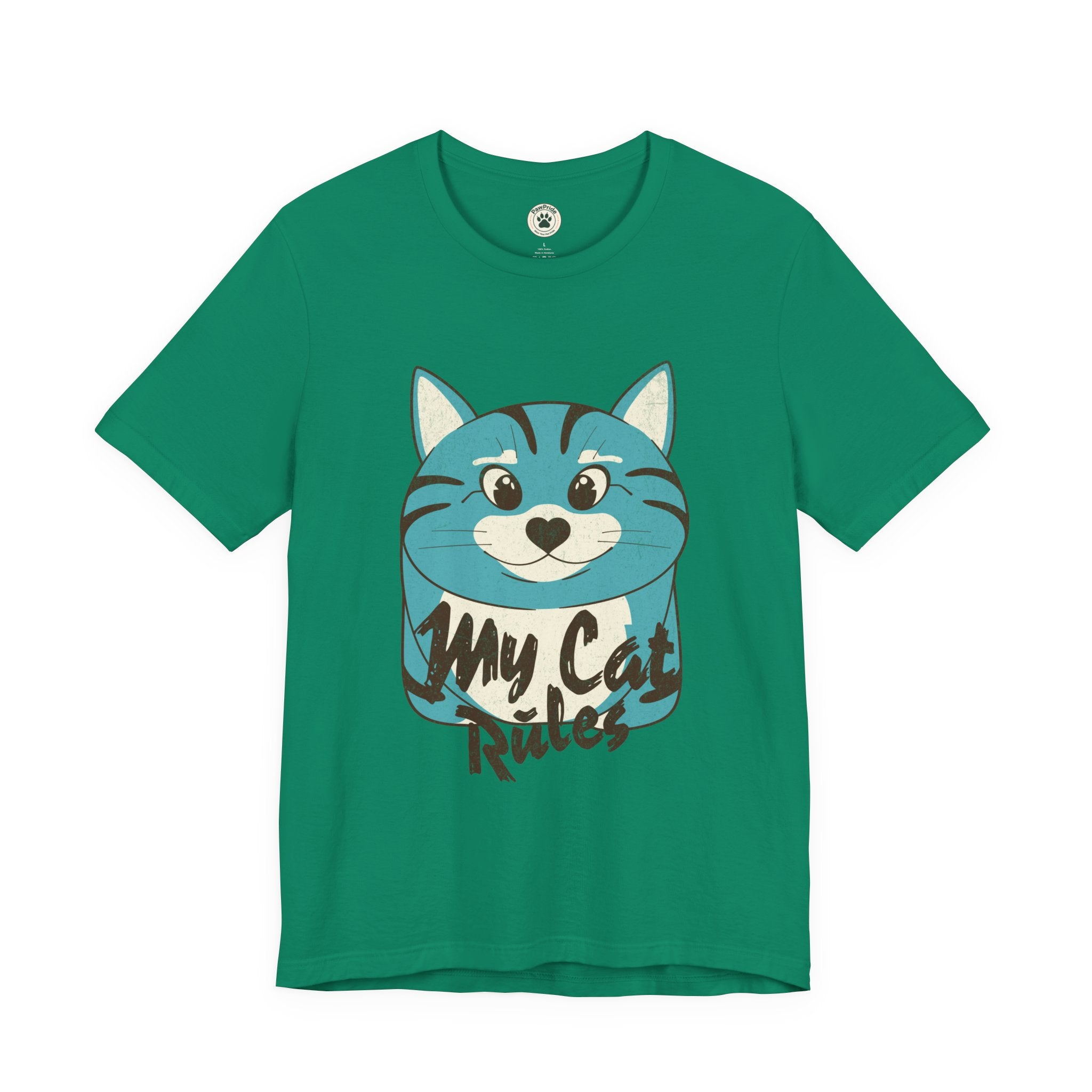 My Cat Rules T-Shirt — Cute Blue Cat Graphic Tee for Cat Lovers