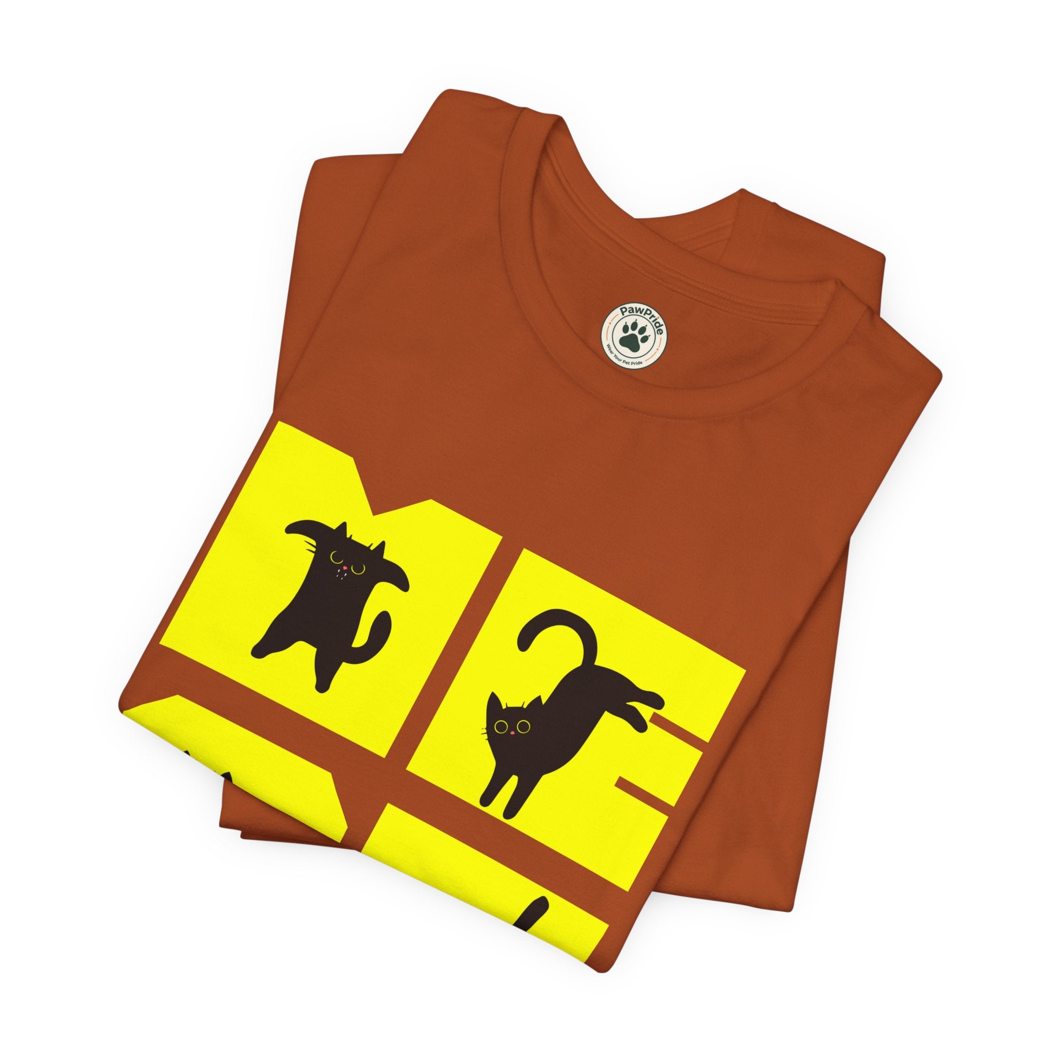 Cat Silhouette Tee — Yellow Block Cats Graphic T-Shirt