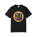 Vigilance Cat Graphic T-Shirt — Retro Floral Crest Tee
