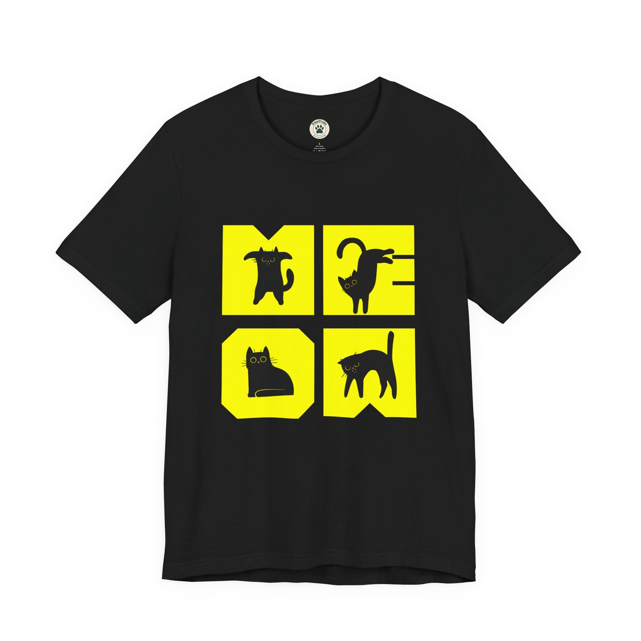Cat Silhouette Tee — Yellow Block Cats Graphic T-Shirt