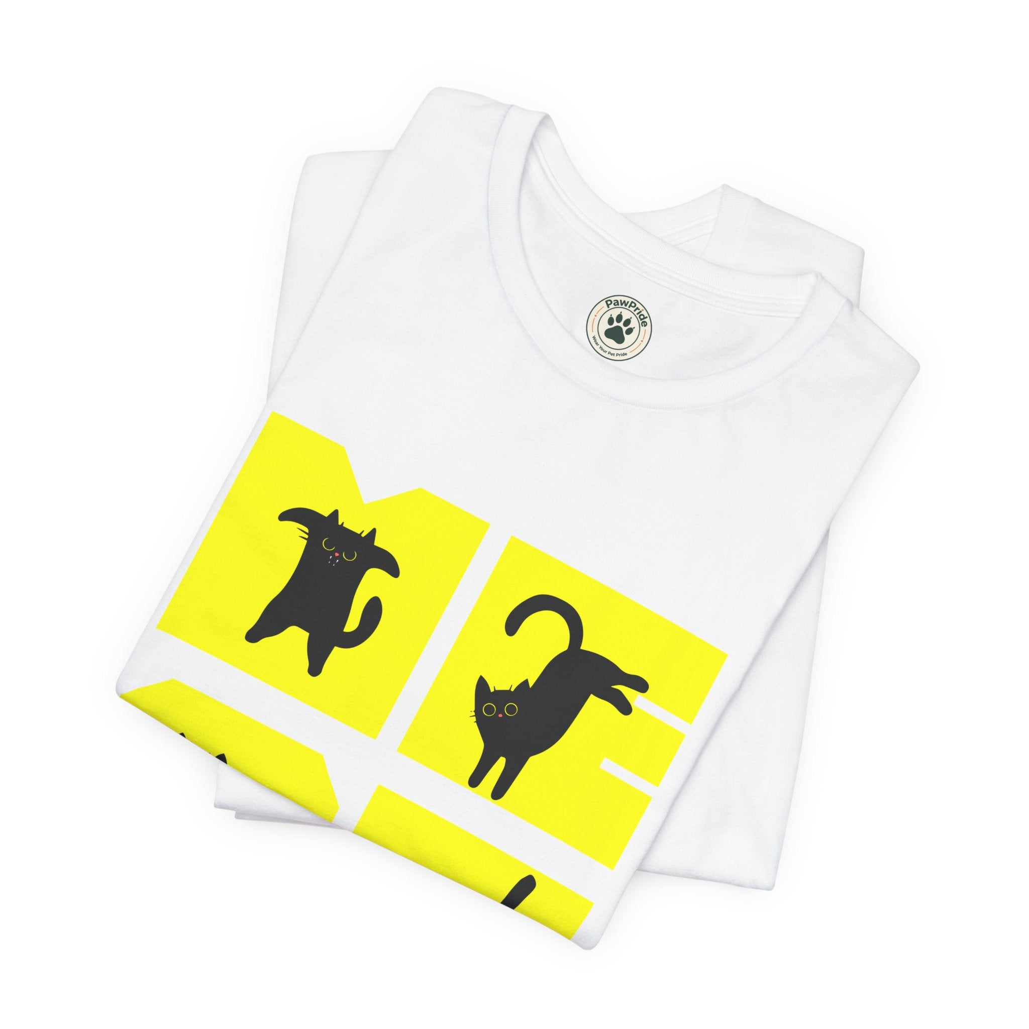 Cat Silhouette Tee — Yellow Block Cats Graphic T-Shirt