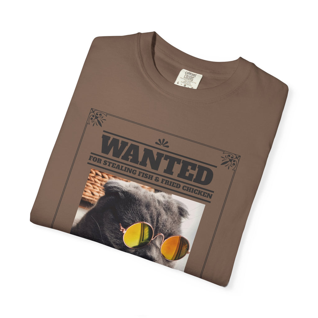 Wanted 'Gangsta Cat' T-Shirt — Vintage Wanted Poster Cat with Sunglasses