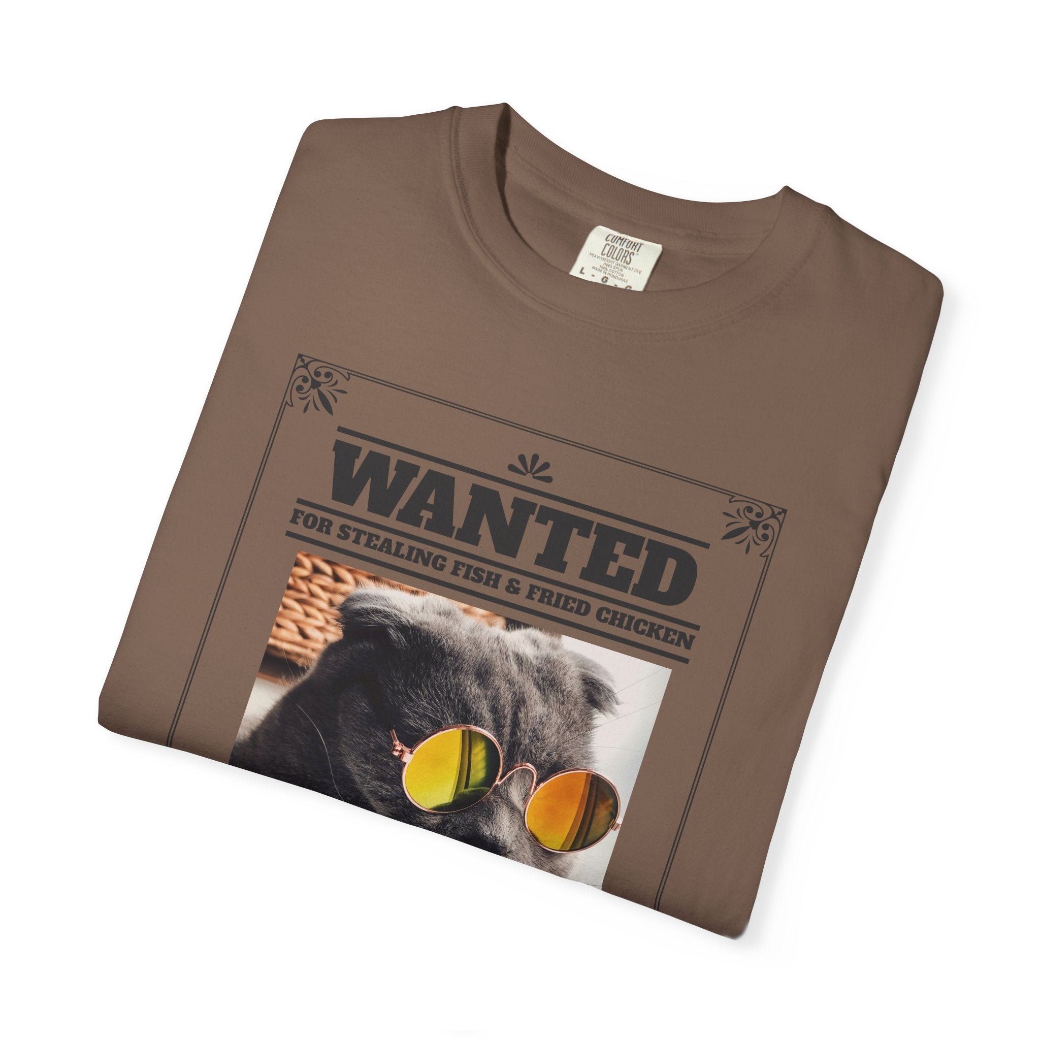 Wanted 'Gangsta Cat' T-Shirt — Vintage Wanted Poster Cat with Sunglasses