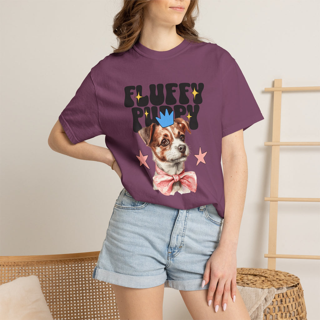 Fluffy Puppy Graphic T-Shirt — Cute Dog Portrait Tee