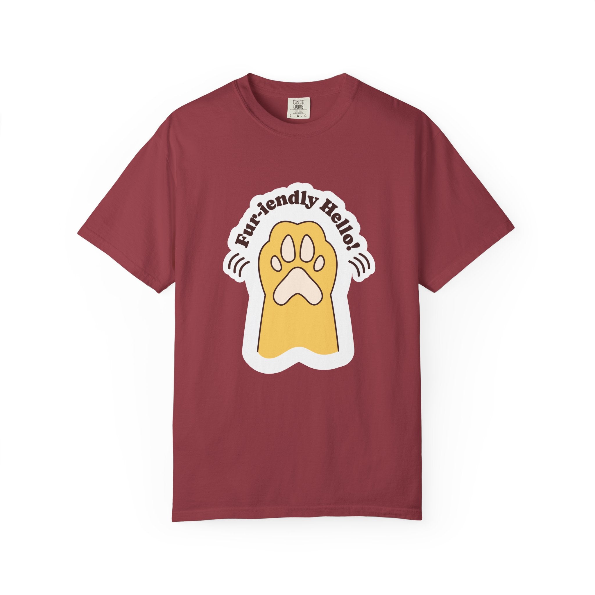 Pet Paw Graphic T-Shirt — "Fur-rendly Hello" Cute Animal Lover Tee