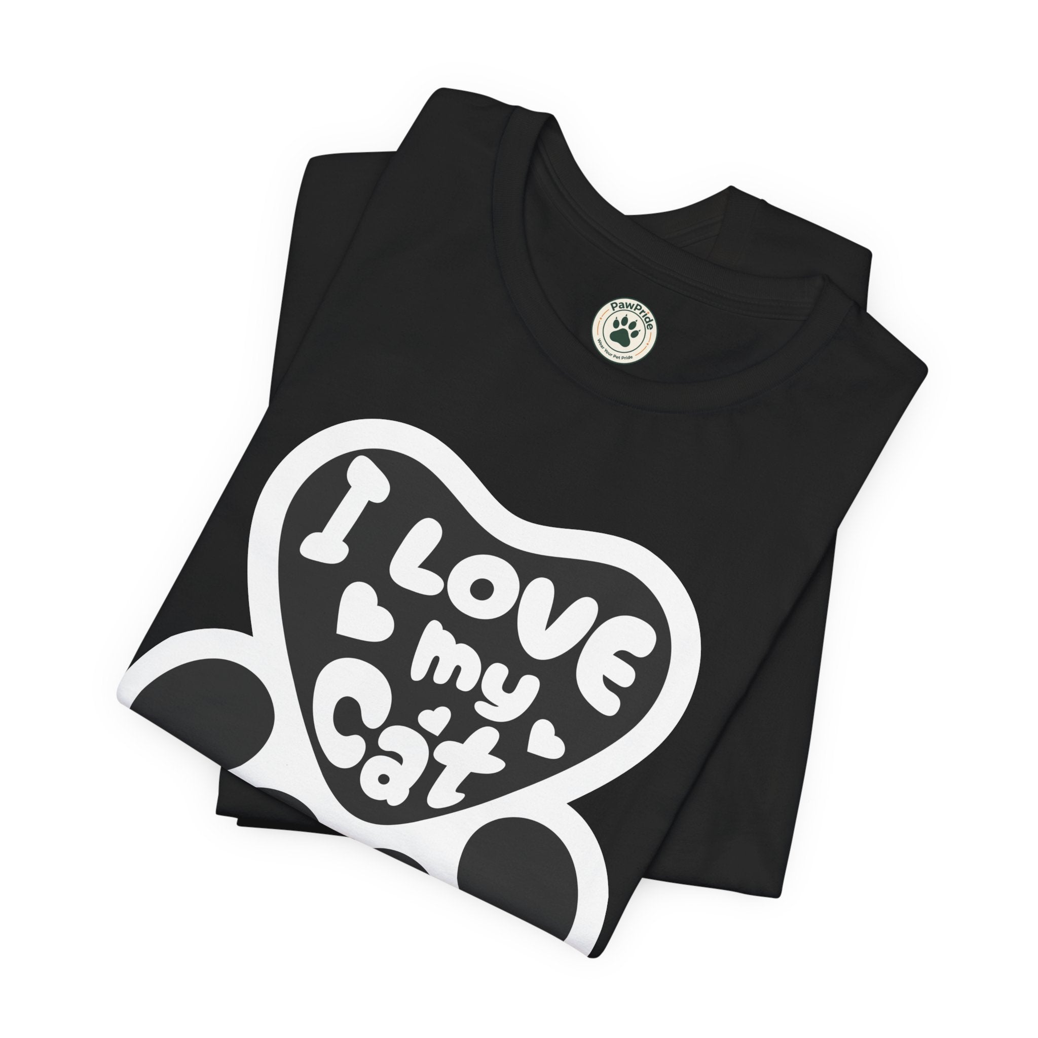 I Love My Cat Paw T-Shirt — Cute Cat Lover Tee