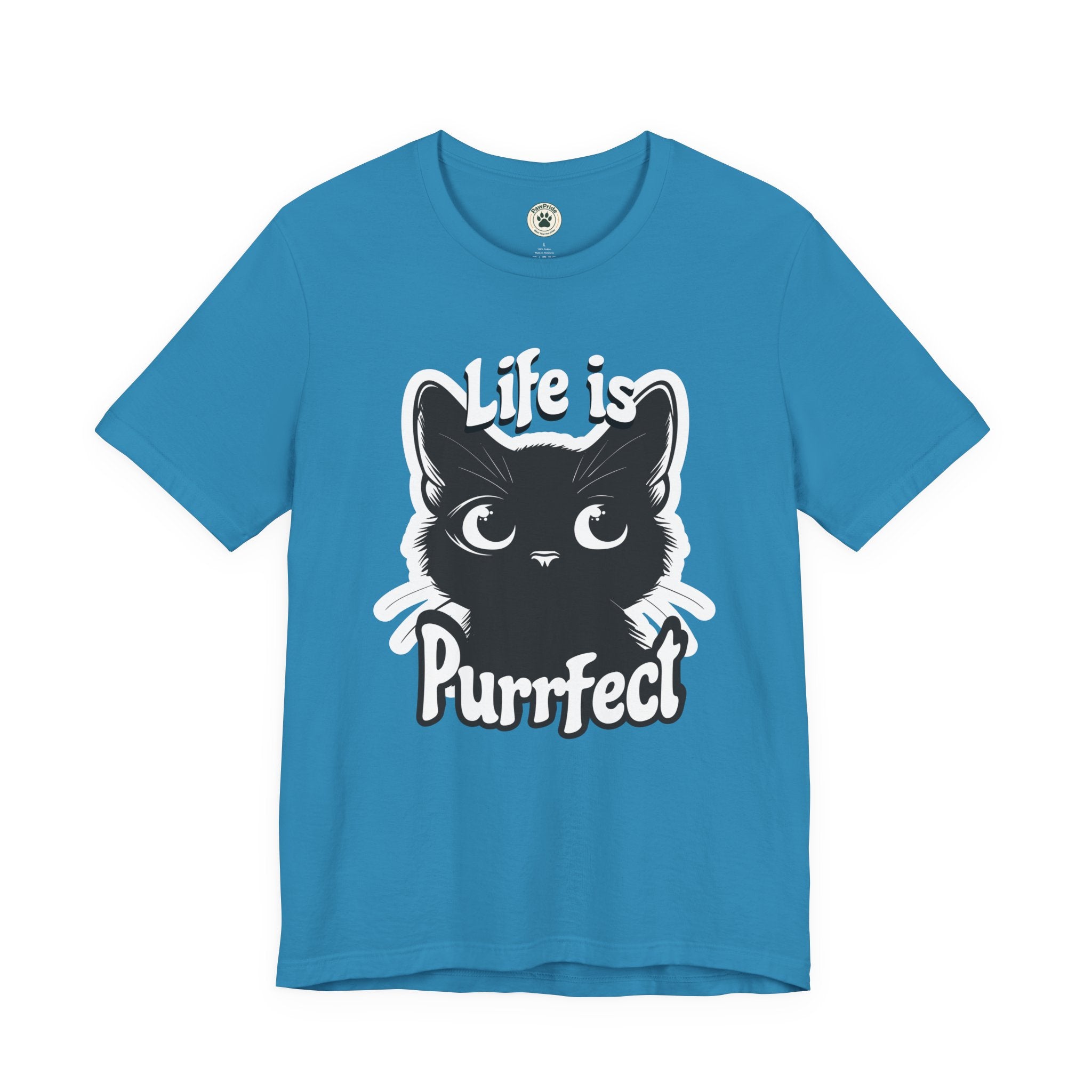 Life Is Purrfect Cat T-Shirt — Cute Black Kitten Graphic Tee for Cat Lovers