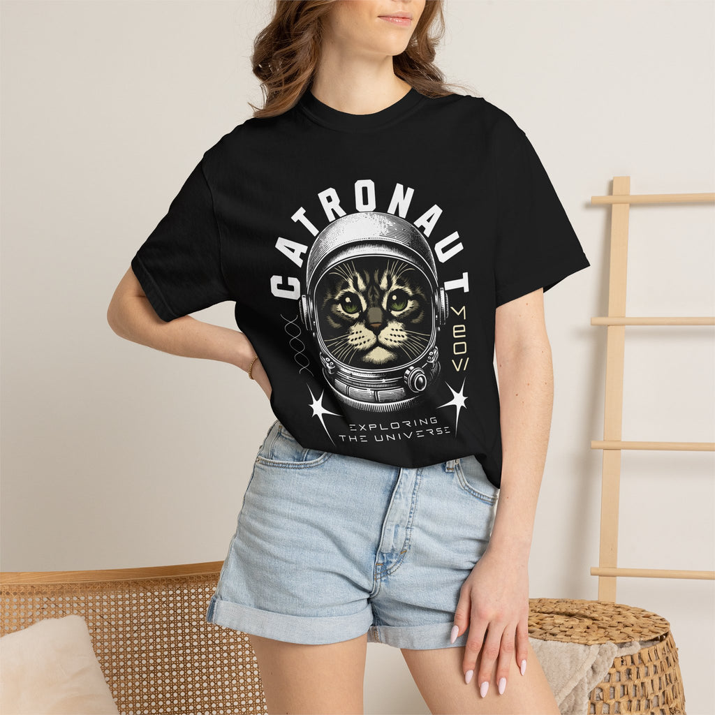 Catronaut T‑Shirt — Retro Space Cat Helmet Graphic Tee