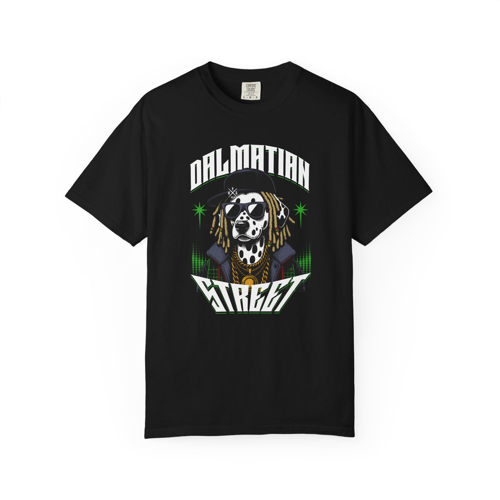 Dalmatian Street Graphic T-Shirt — Retro Hip-Hop Dog Tee