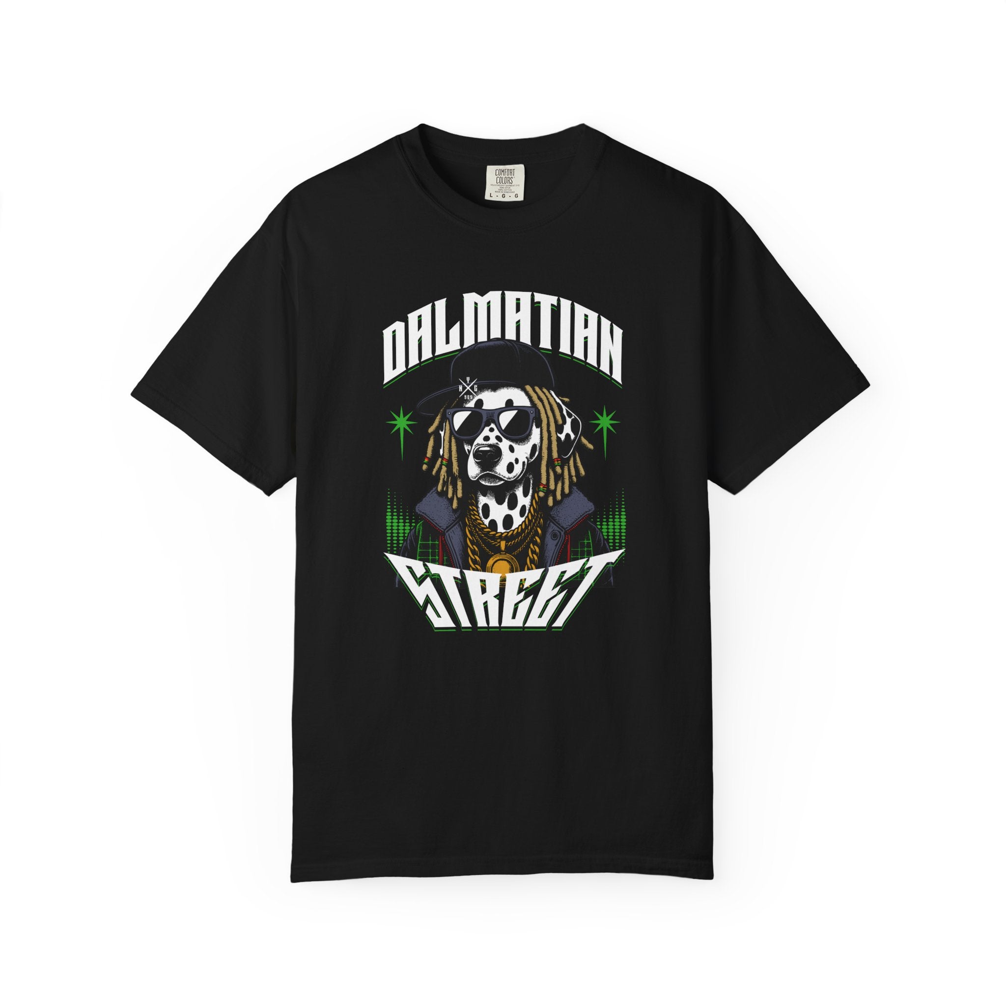 Dalmatian Street Graphic T-Shirt — Retro Hip-Hop Dog Tee