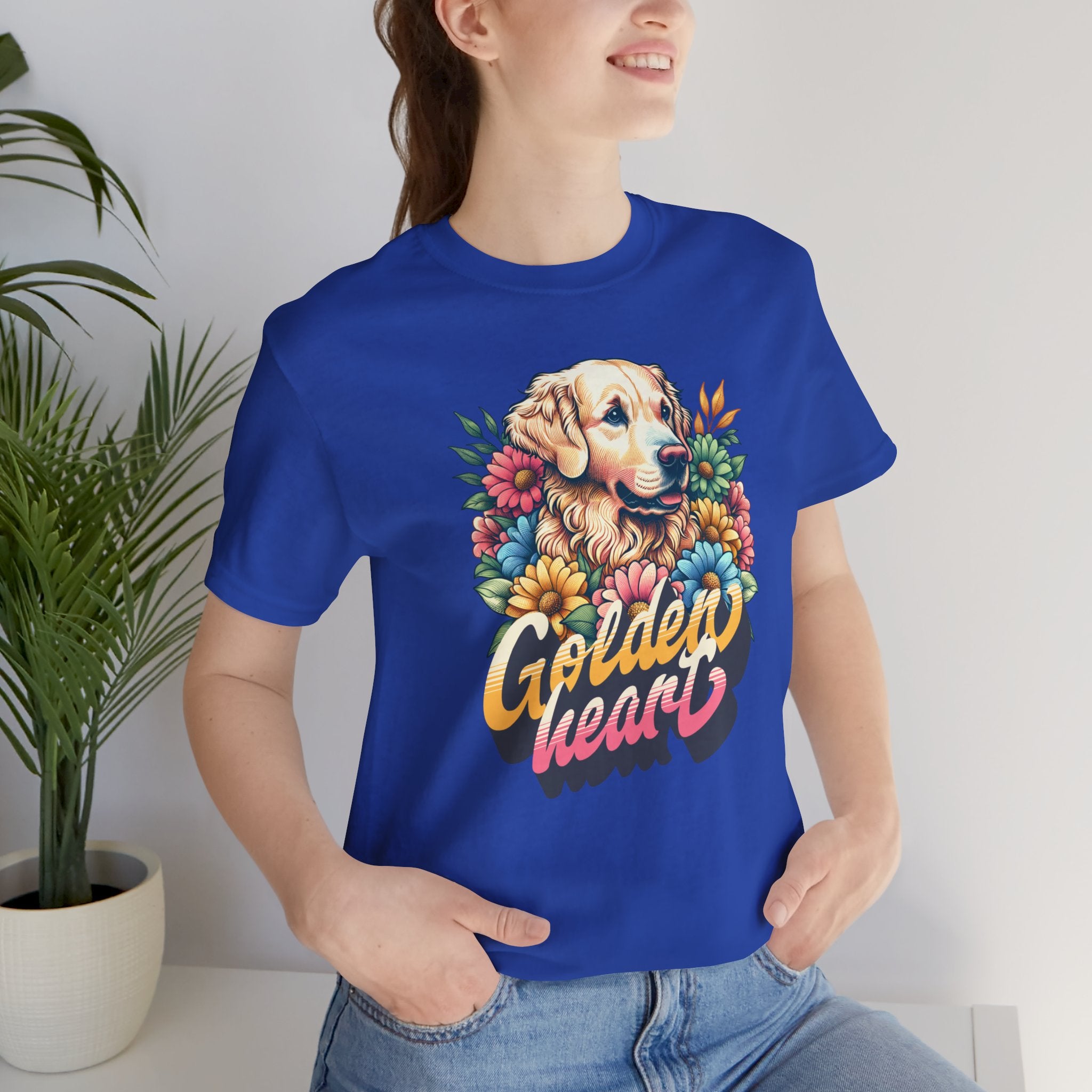 Golden Heart T-Shirt — Retro Floral Golden Retriever Tee