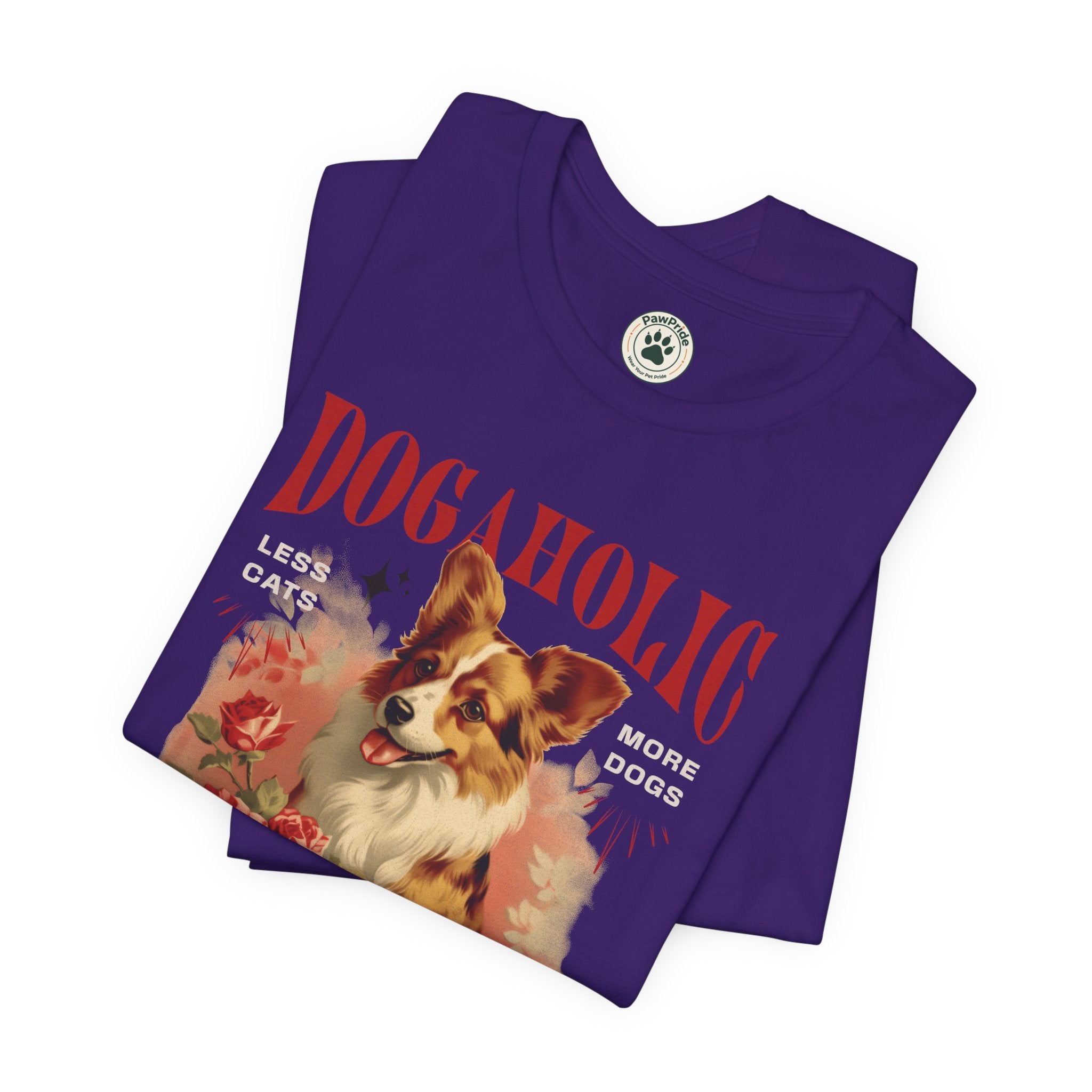 Dogaholic Graphic Tee — Vintage Floral Dog Lover T-Shirt