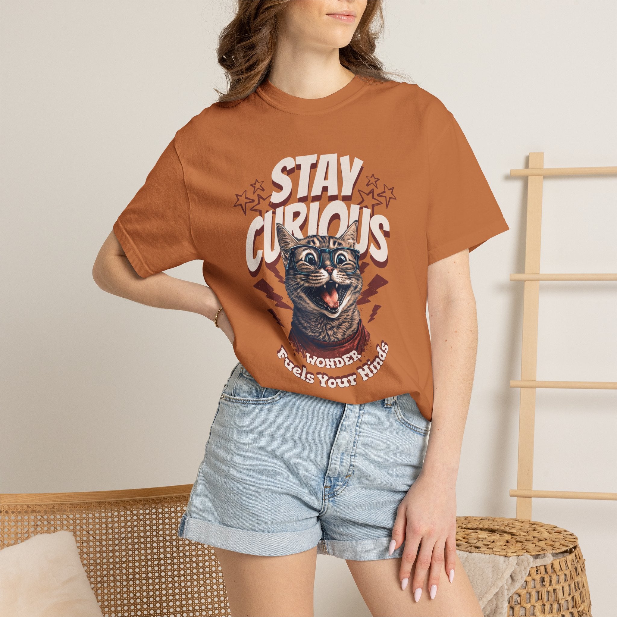 Stay Curious Cat T-Shirt — Vintage Retro Cat Graphic Tee