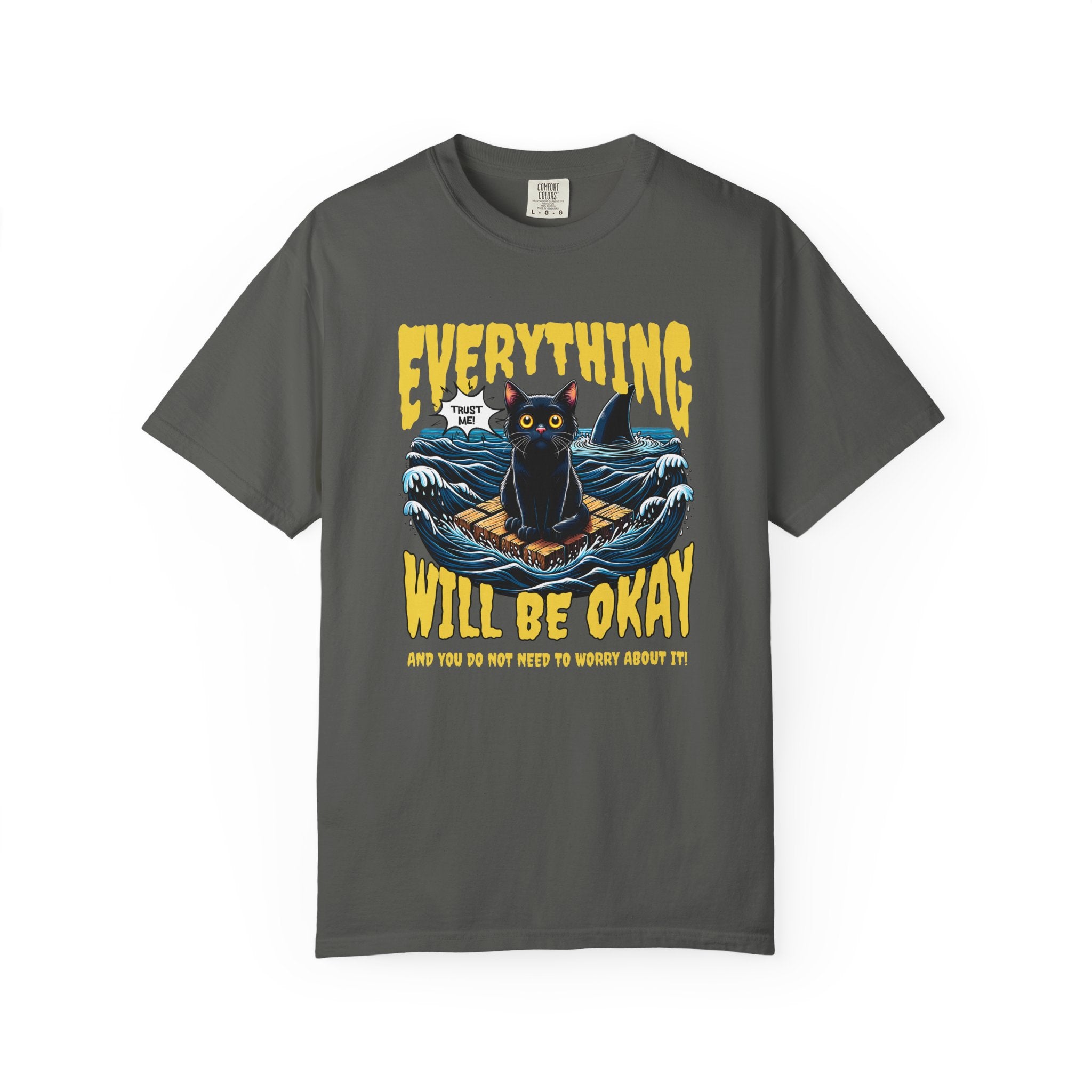 Everything Will Be Okay Cat Tee — Vintage Graphic Comfort Shirt