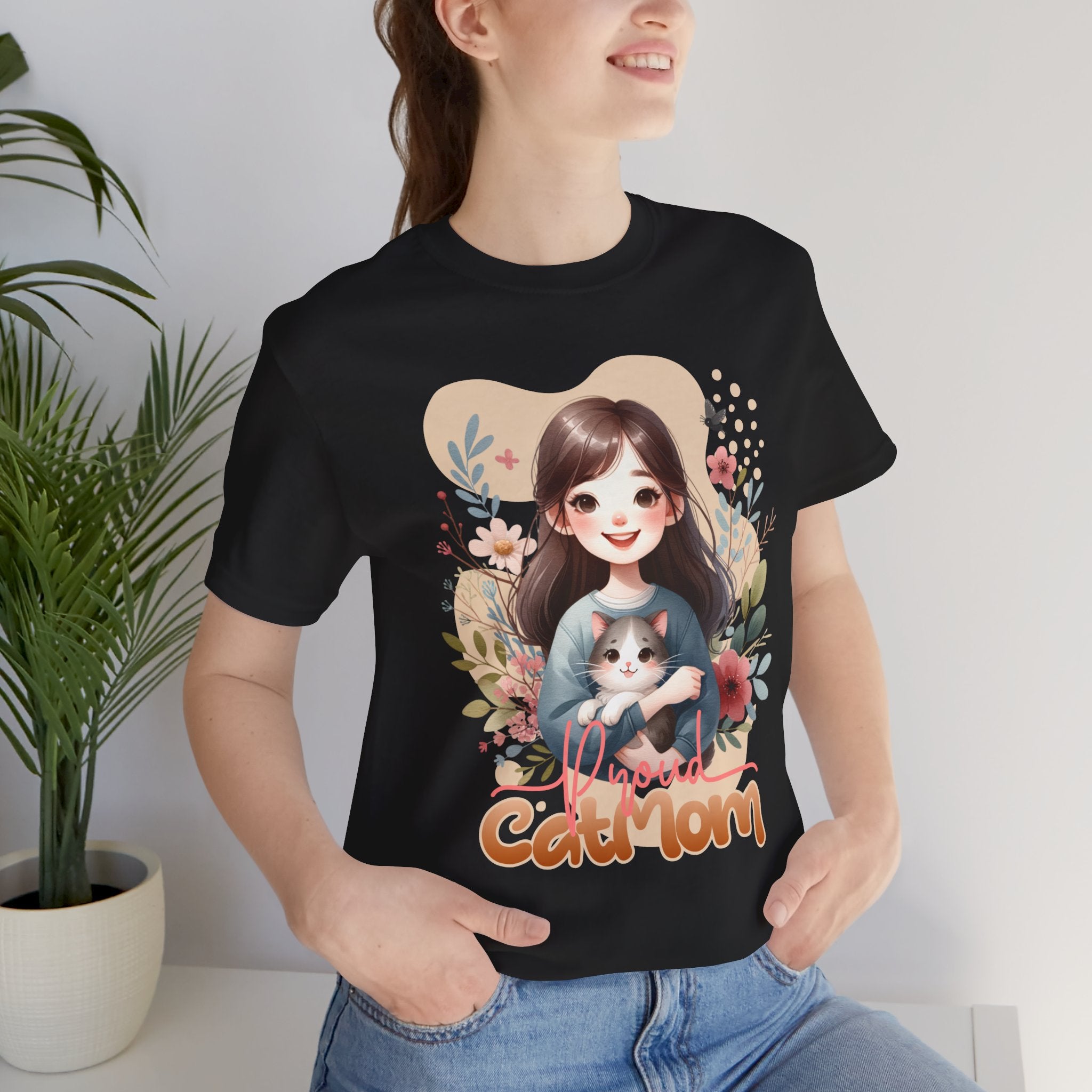 Cat Mom T-Shirt — Cute Floral Illustration Tee for Women Cat Lovers