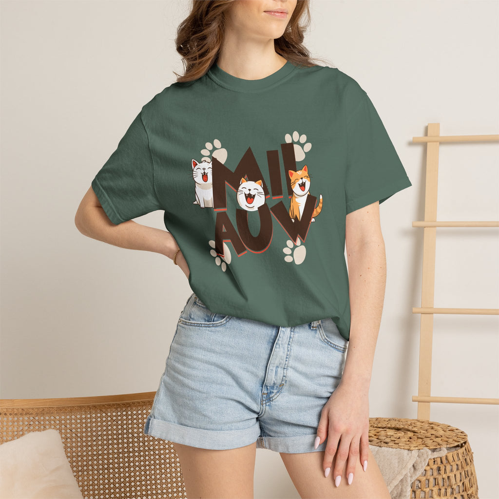 Cat Paw 'MIAOU' Graphic T-Shirt — Cute Cat Lover Tee
