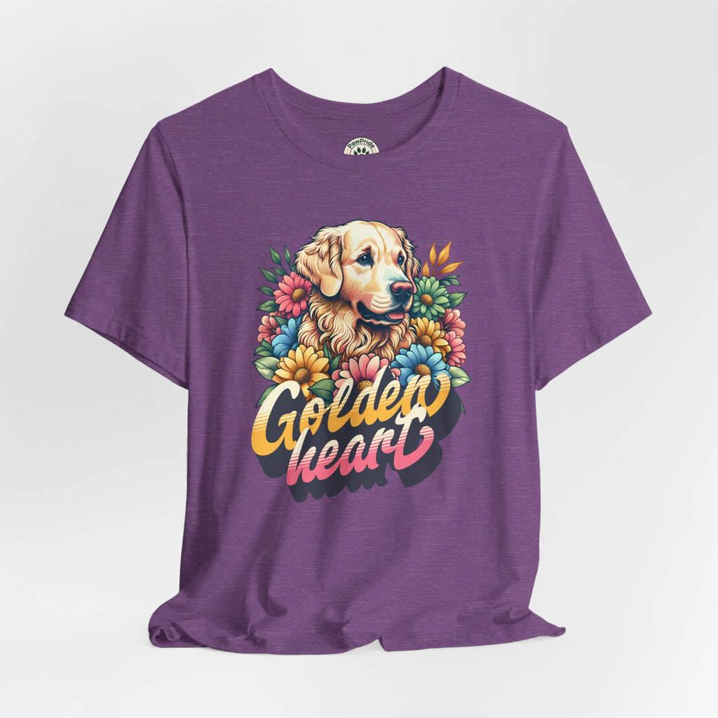 Golden Heart T-Shirt — Retro Floral Golden Retriever Tee