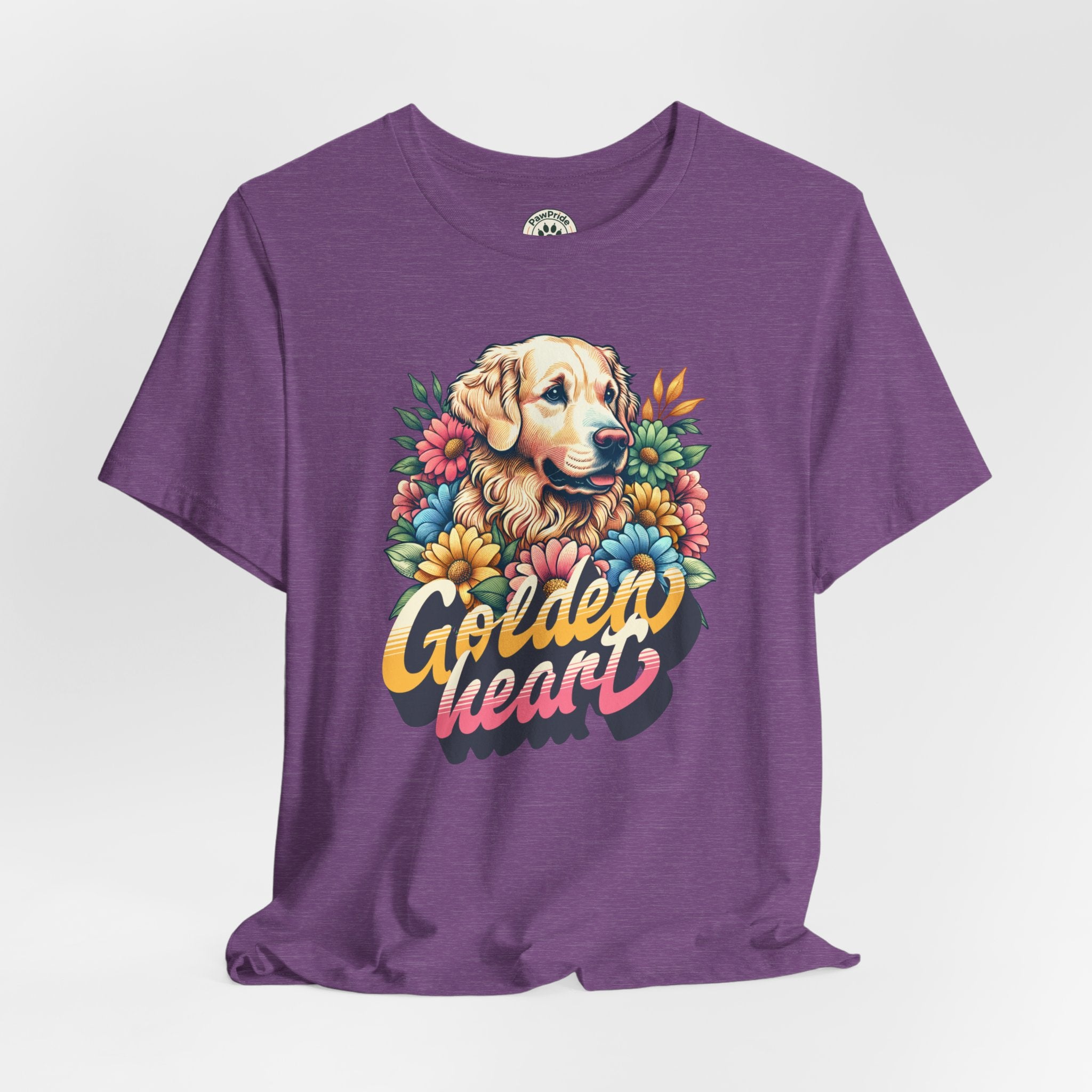 Golden Heart T-Shirt — Retro Floral Golden Retriever Tee