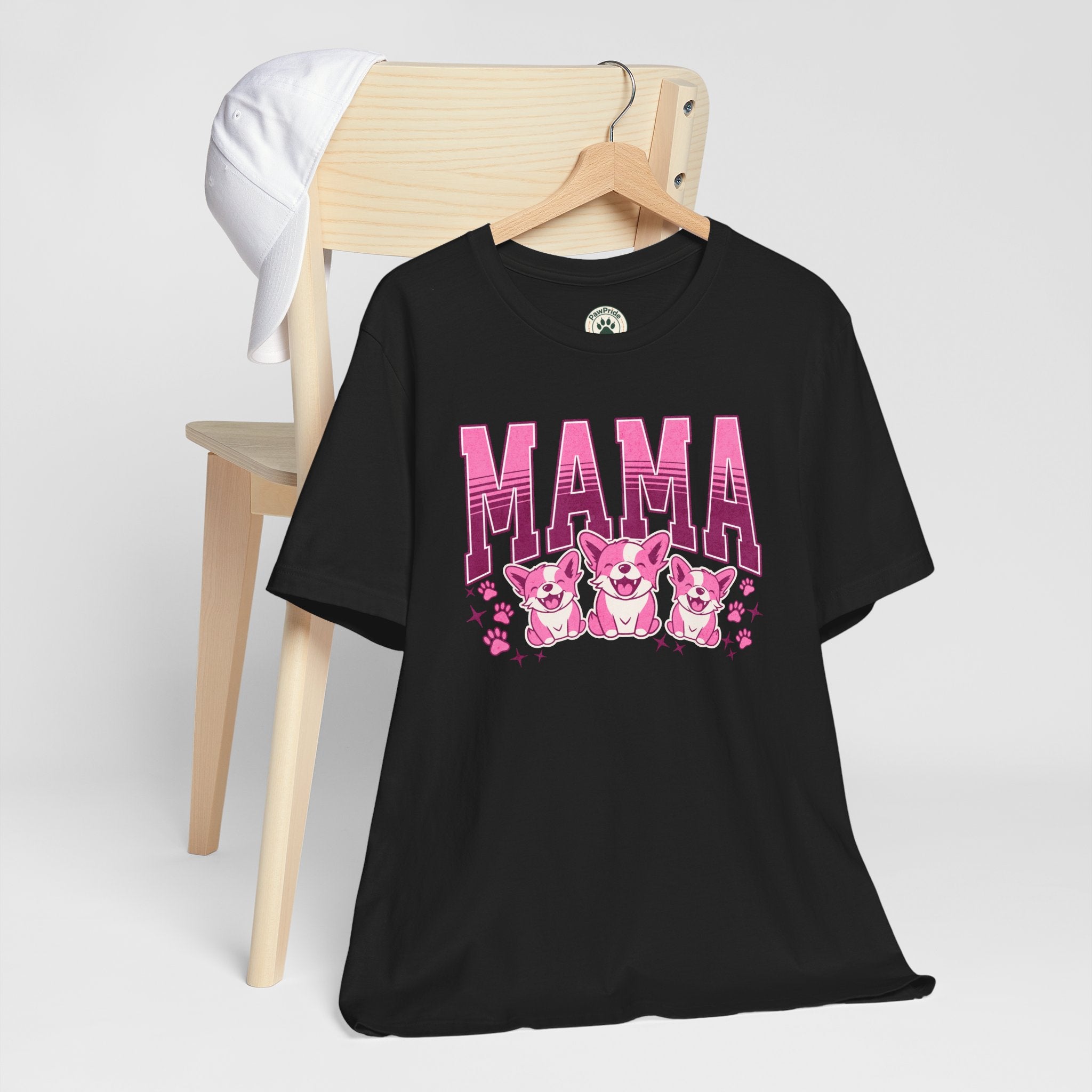 Mama Tee — Pink Corgi Mom Graphic T-Shirt