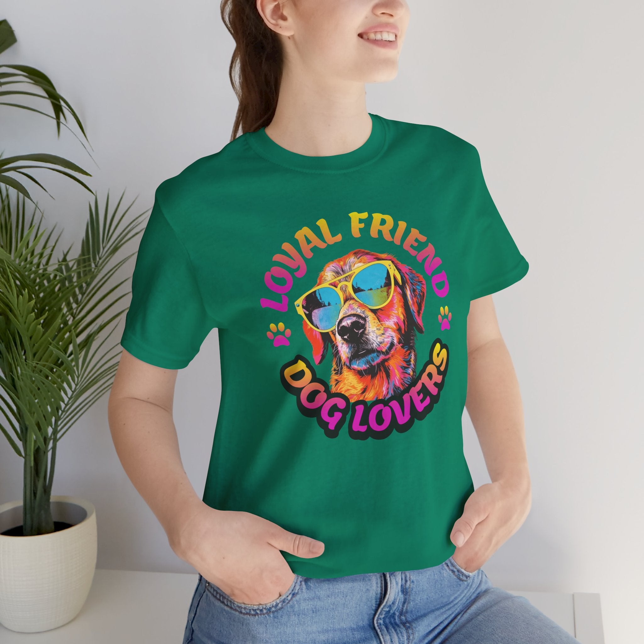 Dog Lovers T-Shirt — "Loyal Friend" Colorful Sunglasses Puppy Tee