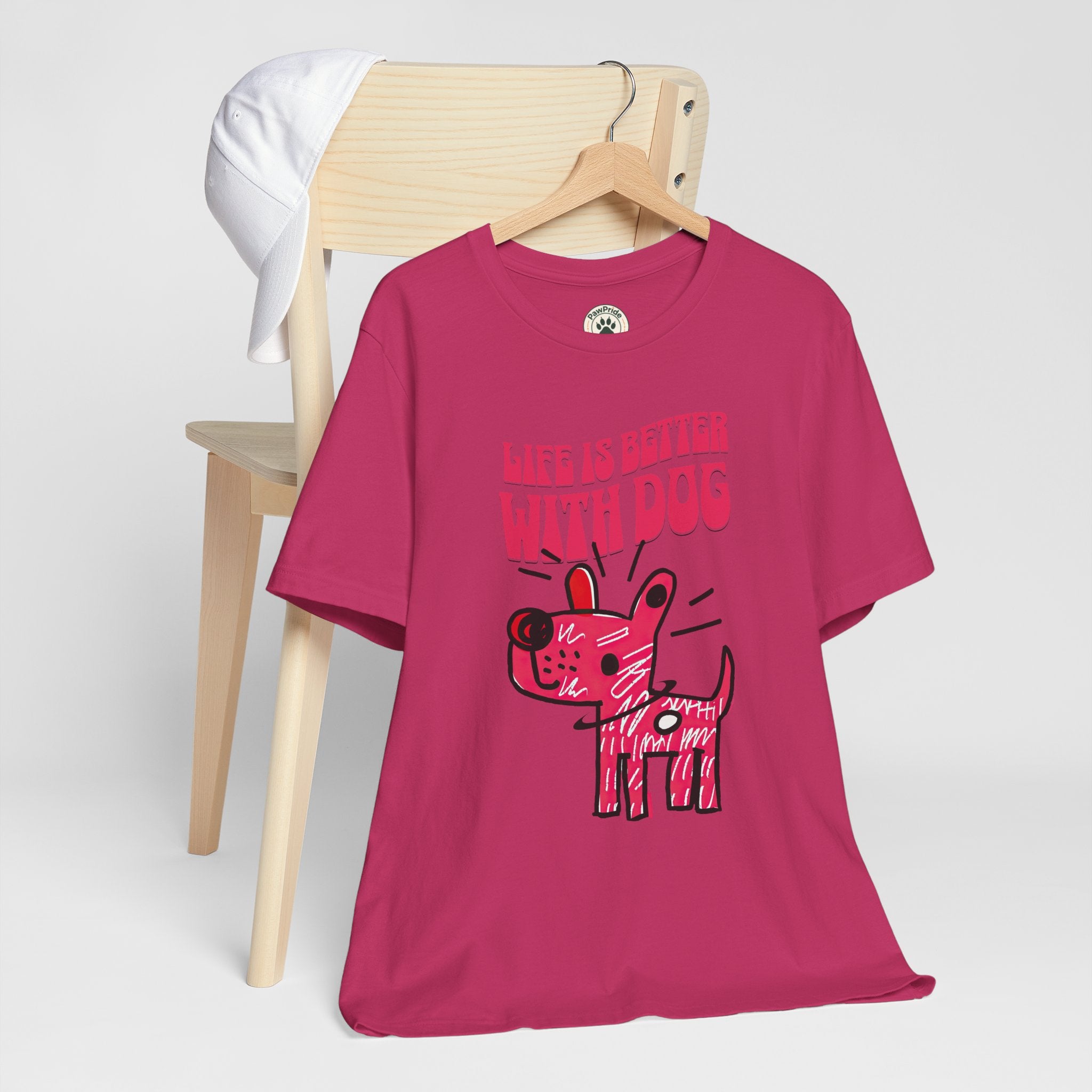 Dog Lover T-Shirt — "Life Is Better With Dog" Cute Pink Pup Graphic Tee