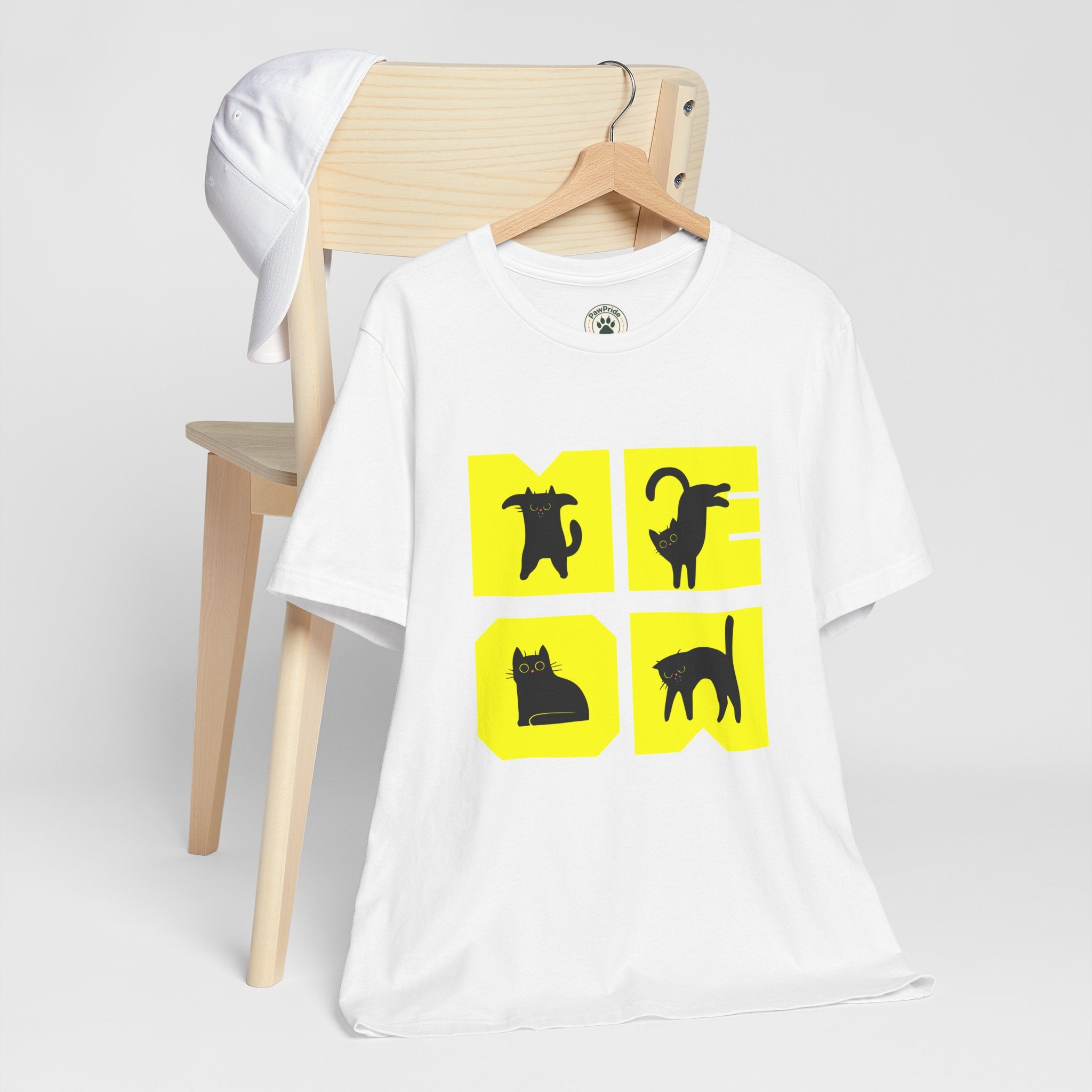 Cat Silhouette Tee — Yellow Block Cats Graphic T-Shirt