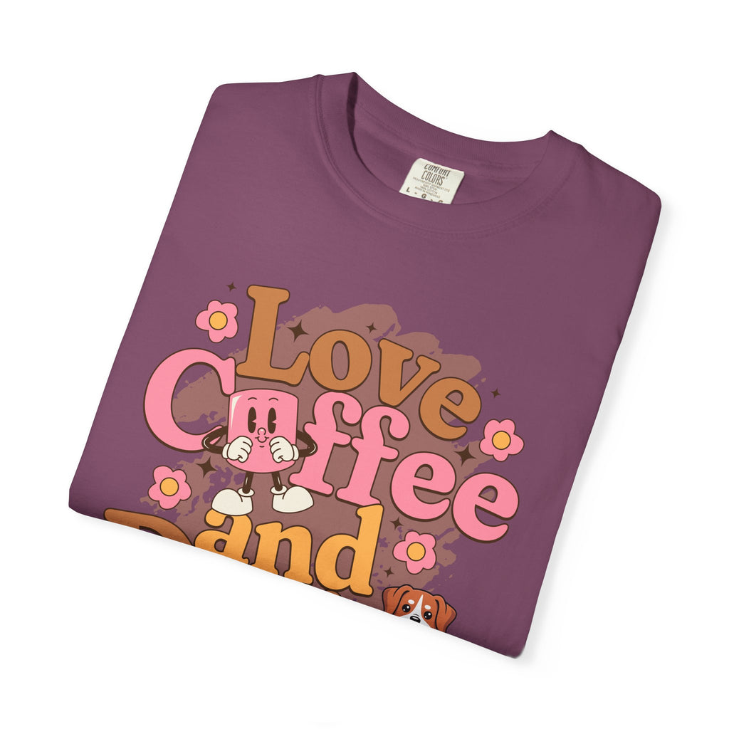 Love Coffee and Dogs T-Shirt — Retro Floral Dog Lover Tee