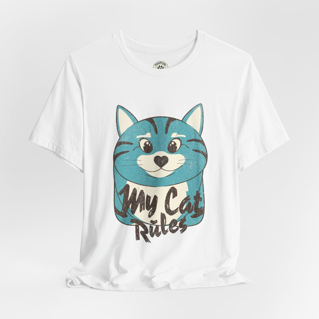 My Cat Rules T-Shirt — Cute Blue Cat Graphic Tee for Cat Lovers
