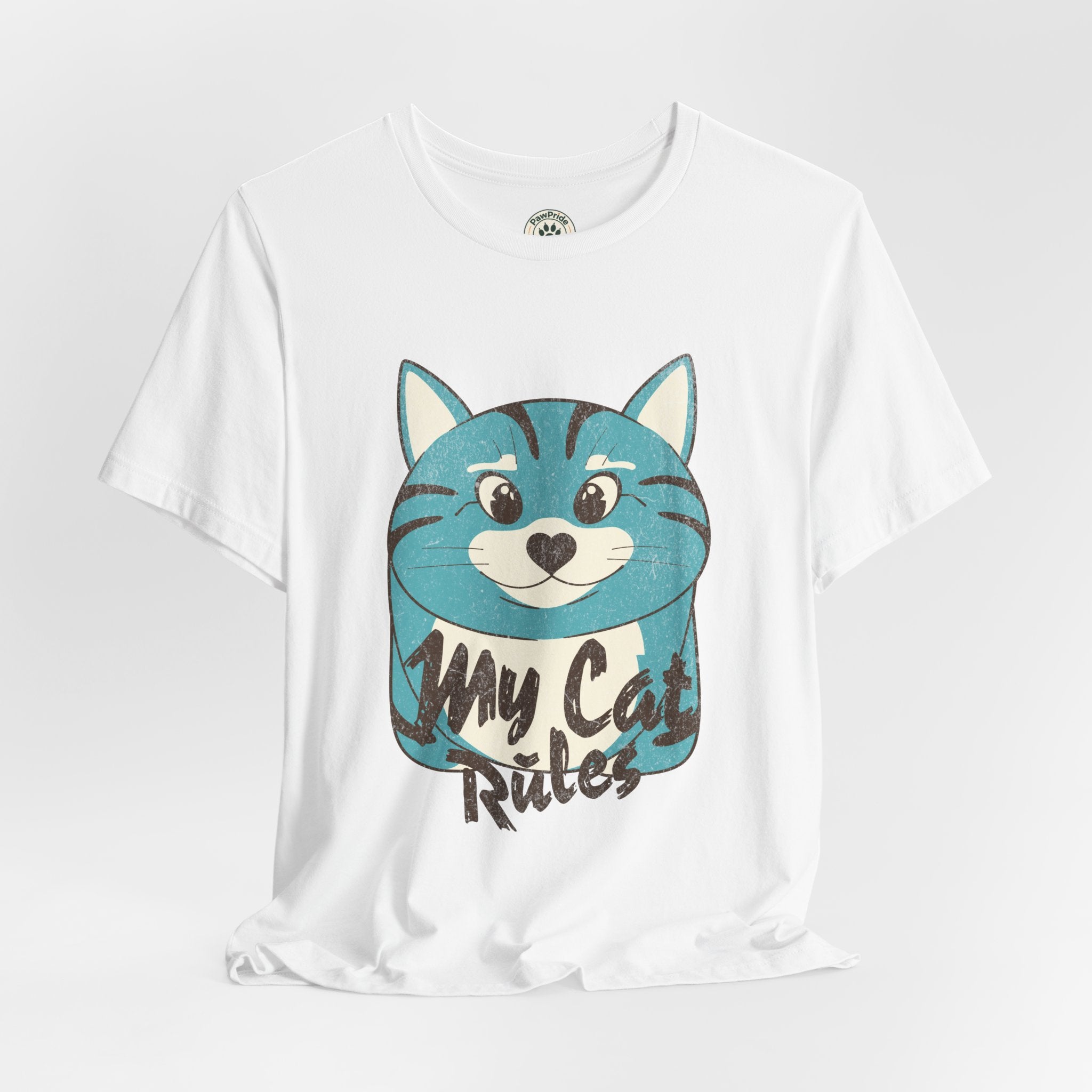 My Cat Rules T-Shirt — Cute Blue Cat Graphic Tee for Cat Lovers