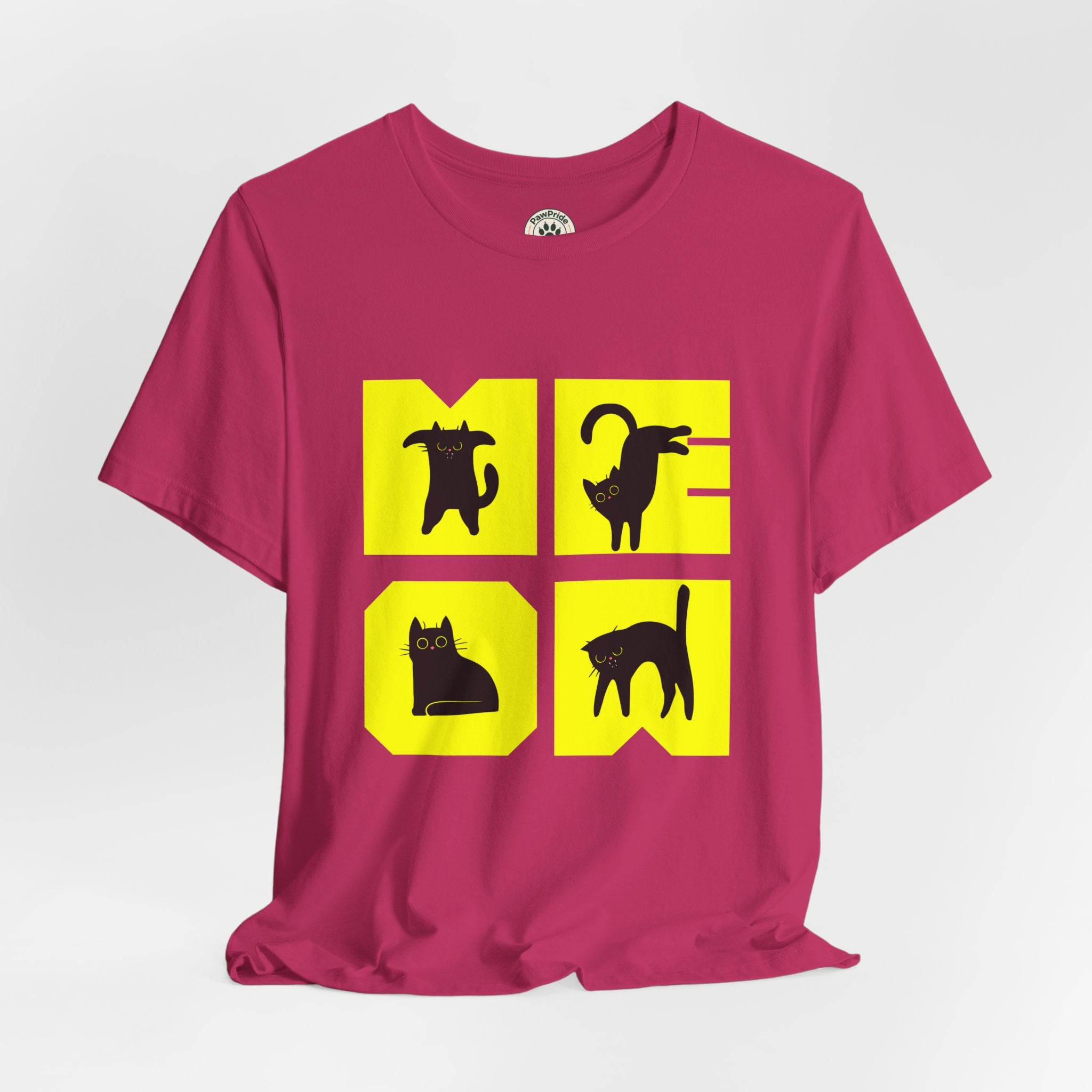 Cat Silhouette Tee — Yellow Block Cats Graphic T-Shirt