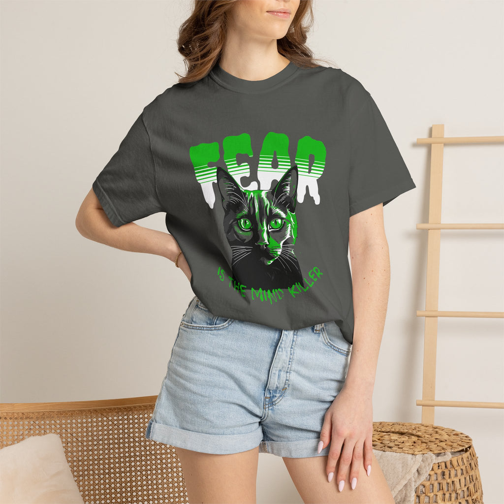 Dead Cat Graphic T-Shirt — “Dead is the New Killer” Retro Neon Cat Tee
