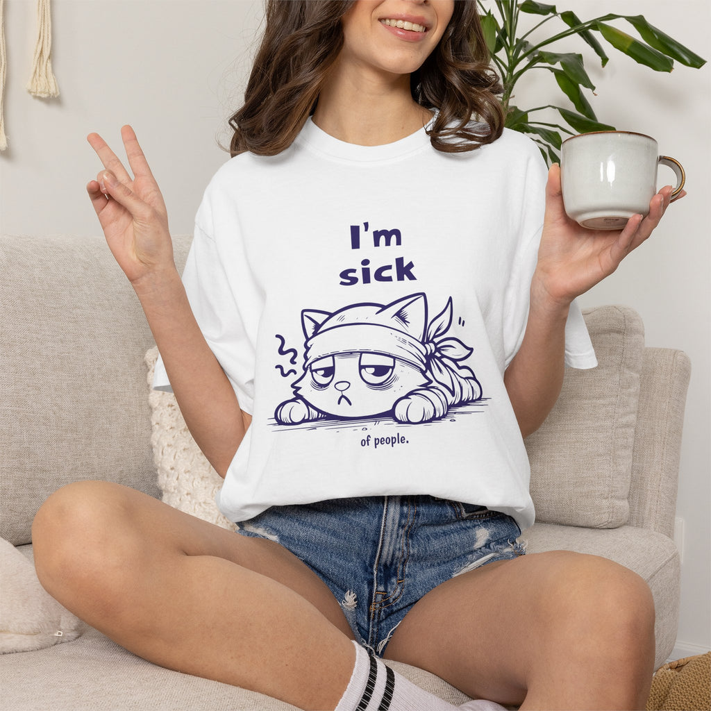 T-Shirt — “I’m Sick of People” Cute Grumpy Cat Graphic Tee