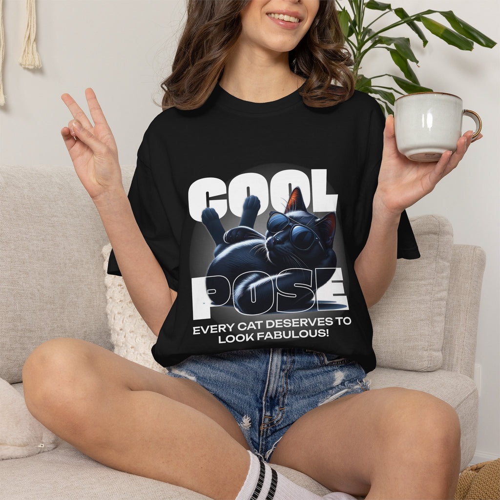 Cool Pose Cat T-Shirt — "Every Cat Deserves to Look Fabulous" Graphic Tee
