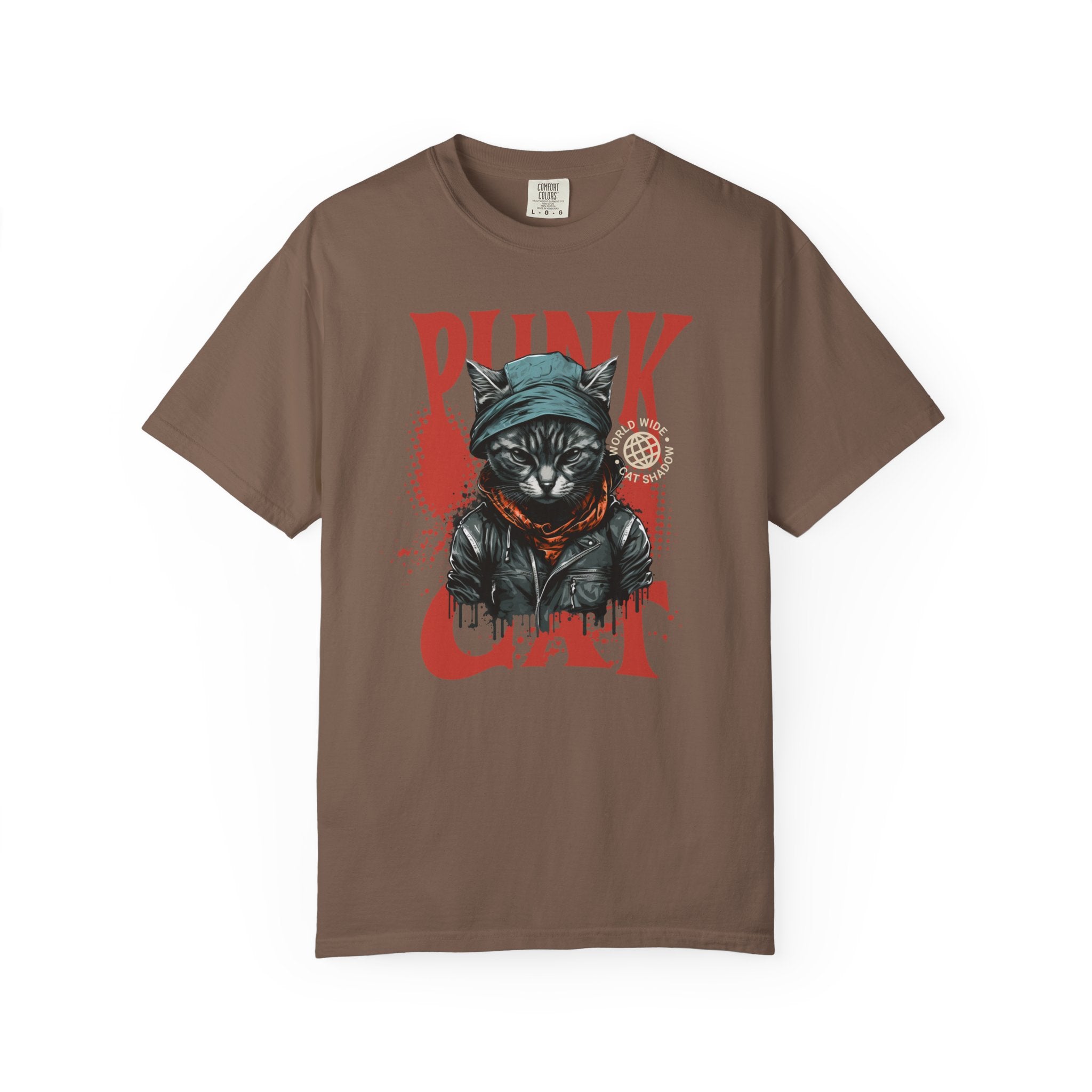 Punk Cat Graphic T-Shirt — Edgy Streetwear Tee with Biker Cat Design